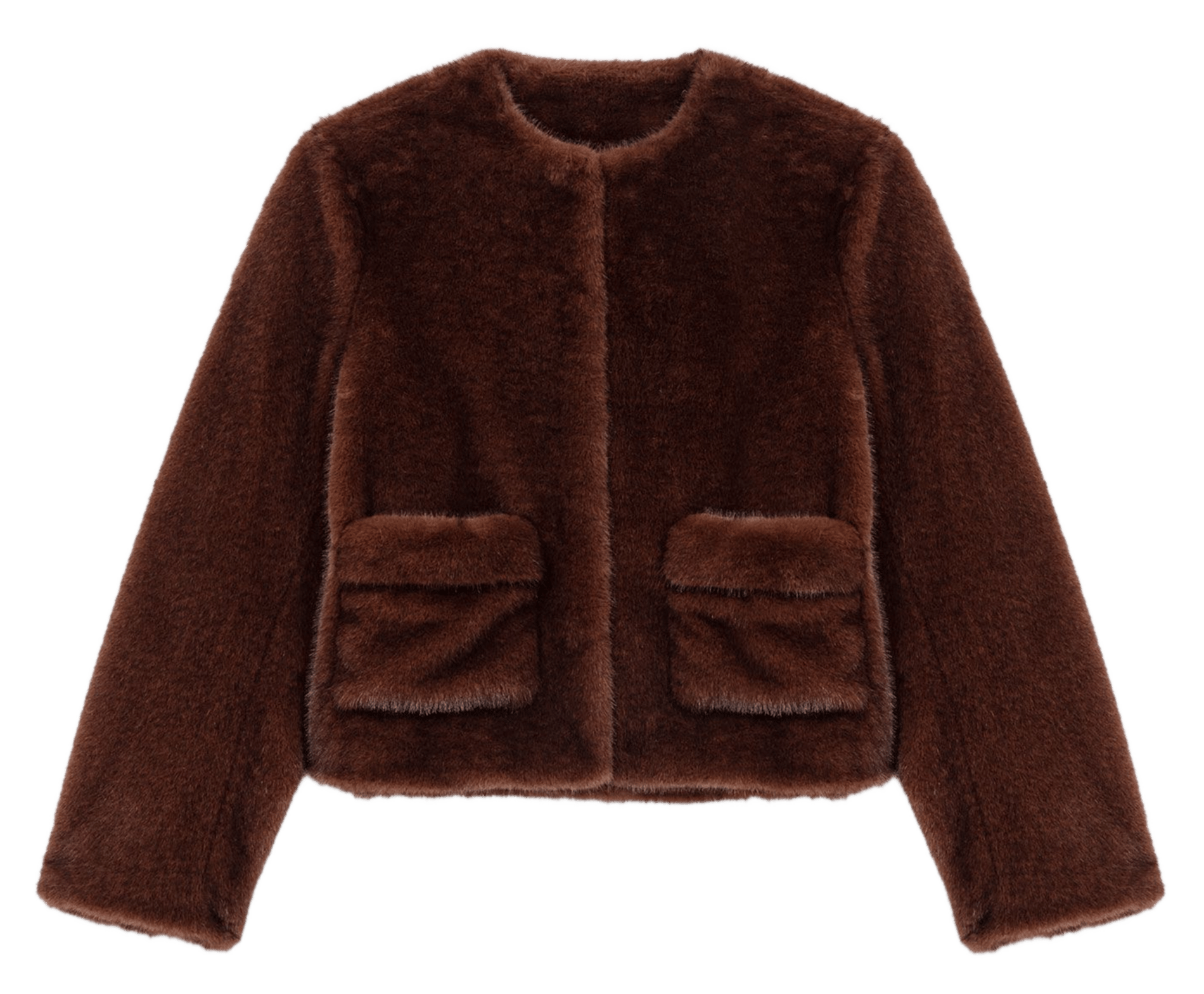 Veste col rond effet fourrure MAJE Marron