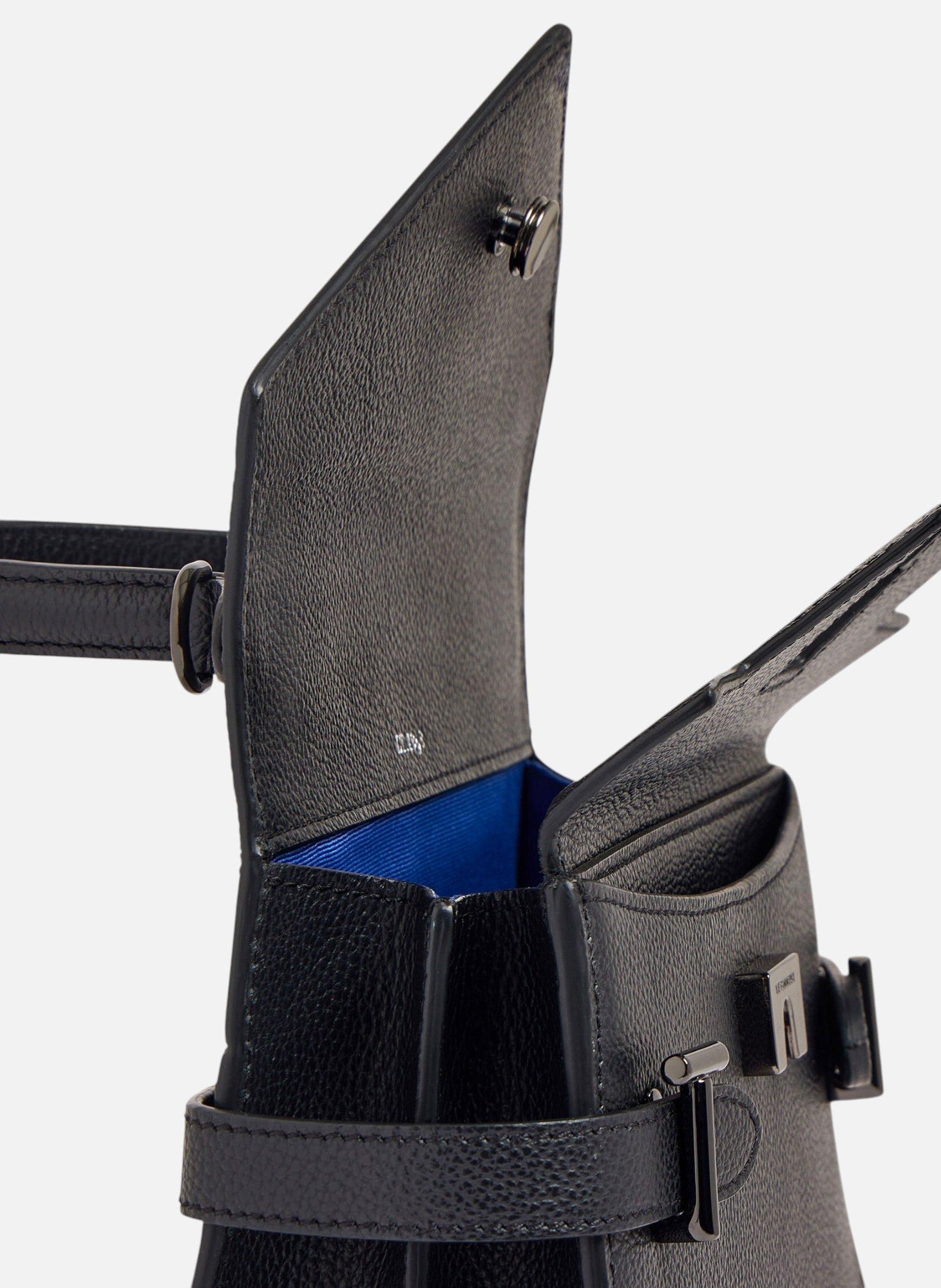 Petit sac à main double rabat emilie en cuir grainé LE TANNEUR Noir