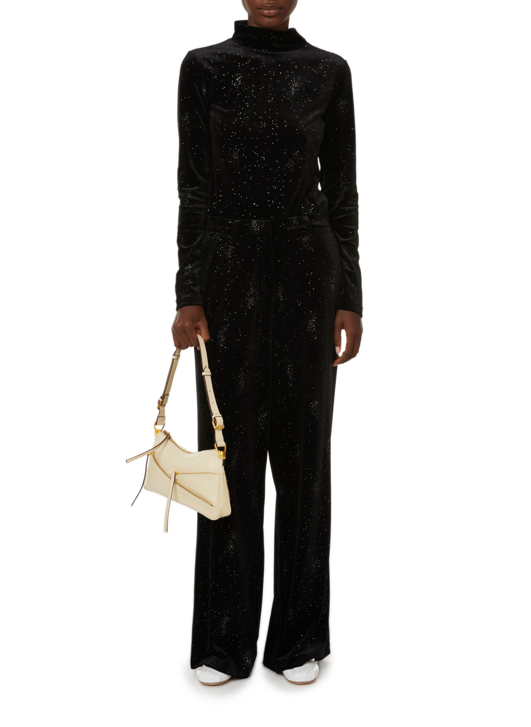 Top à manches longues en velours  SAISON 1865 Noir