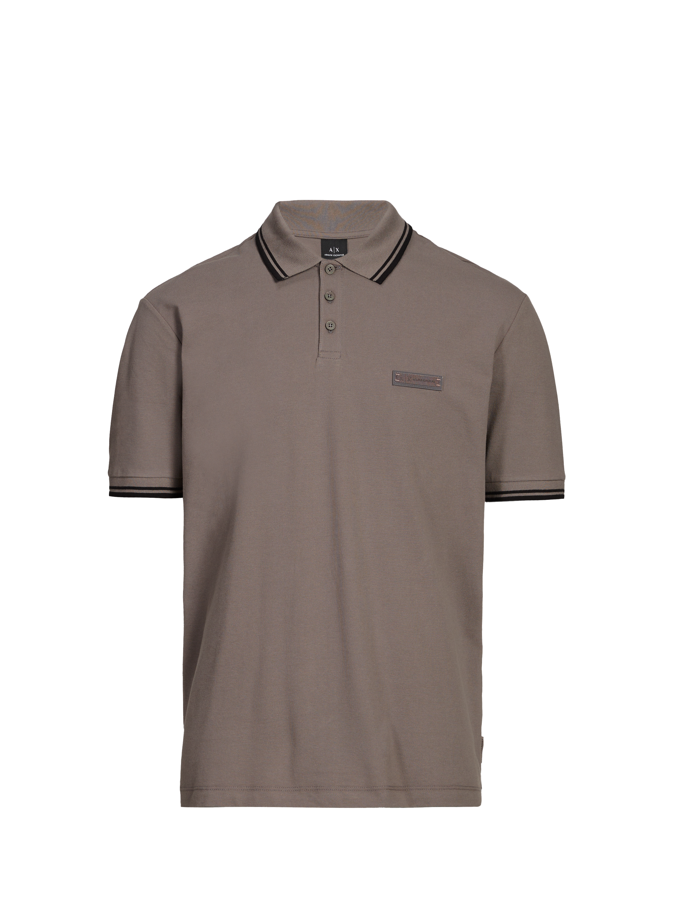 Piqué cotton polo with contrasting piping ARMANI EXCHANGE Brown