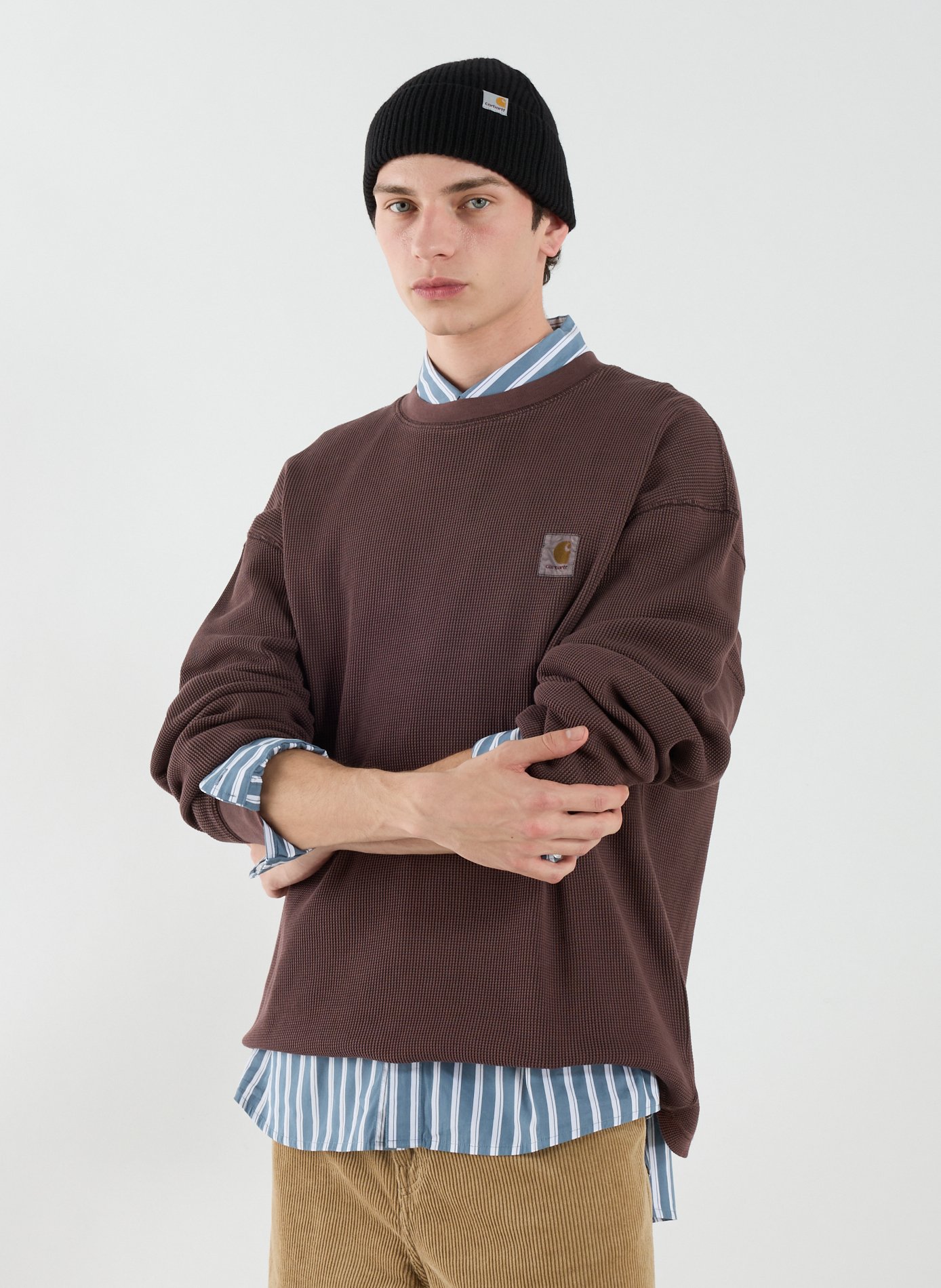 CARHARTT WIP Pull ample à col rond en coton Marron