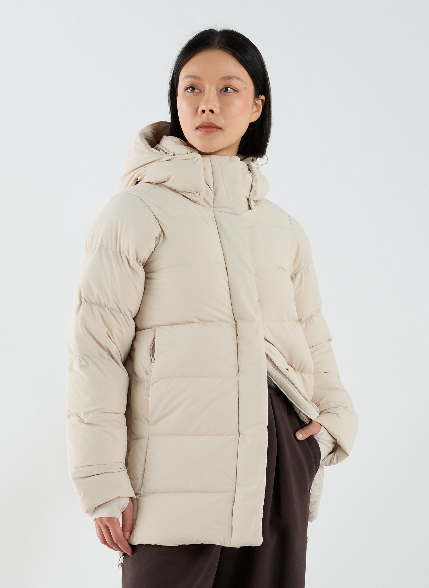 Doudoune droite à capuche COLUMBIA Beige