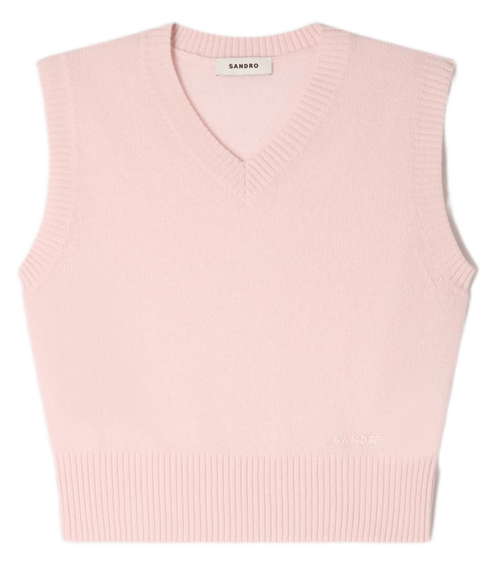 Top col v en laine mélangée Rose