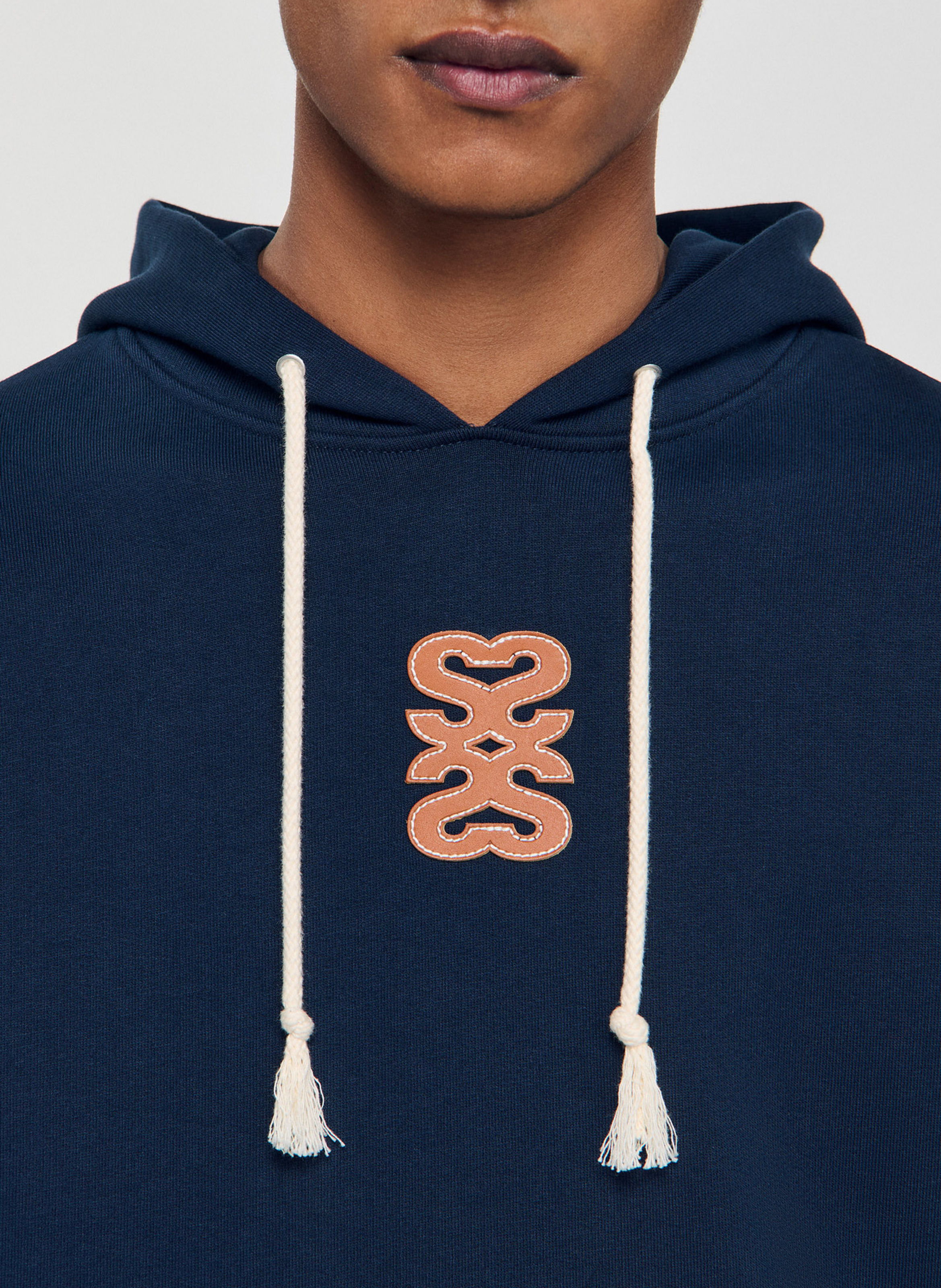 Sweat à capuche en coton SANDRO Bleu