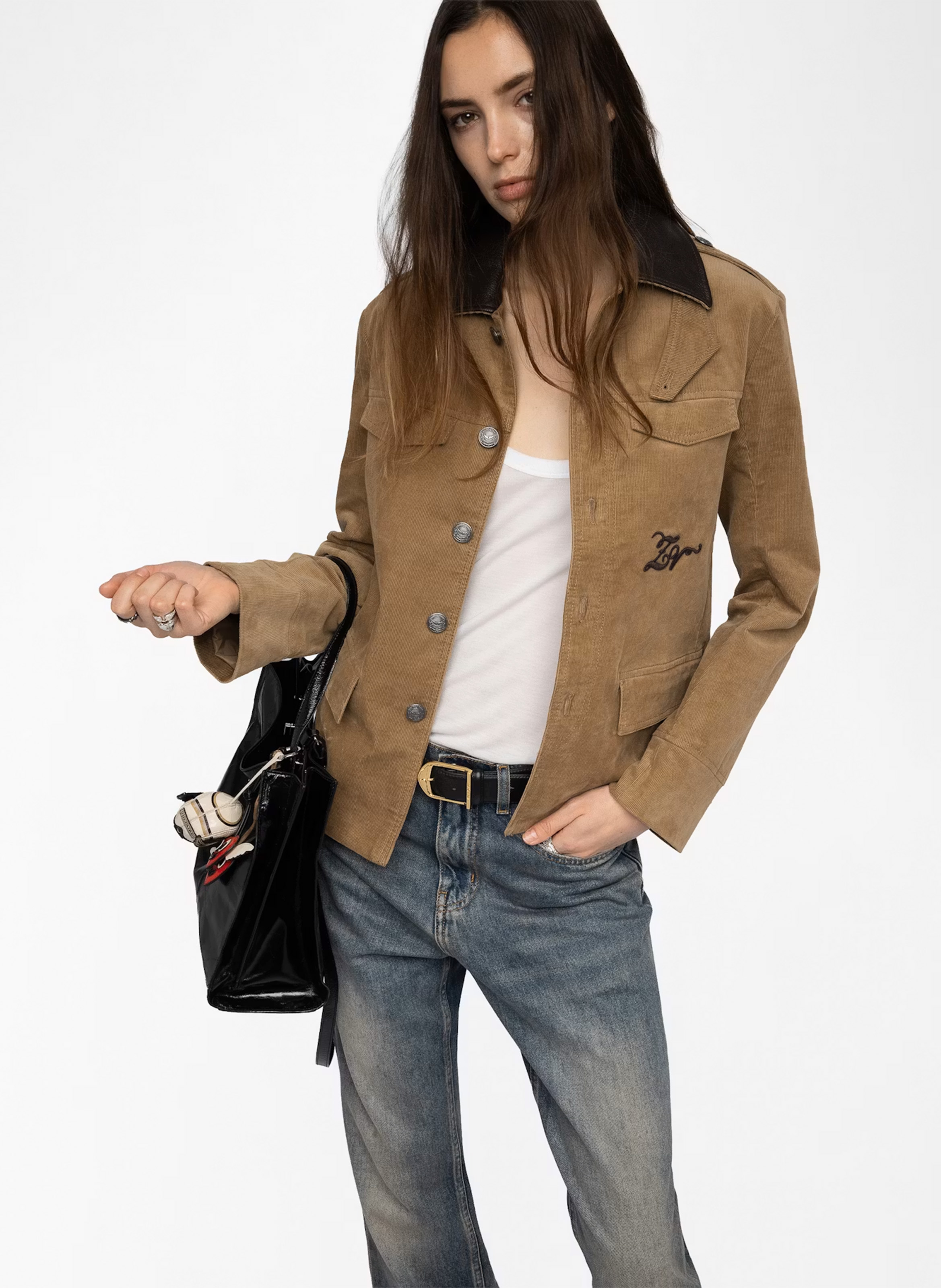 Veste droite côtelée en coton mélangé veram ZADIG&VOLTAIRE Beige