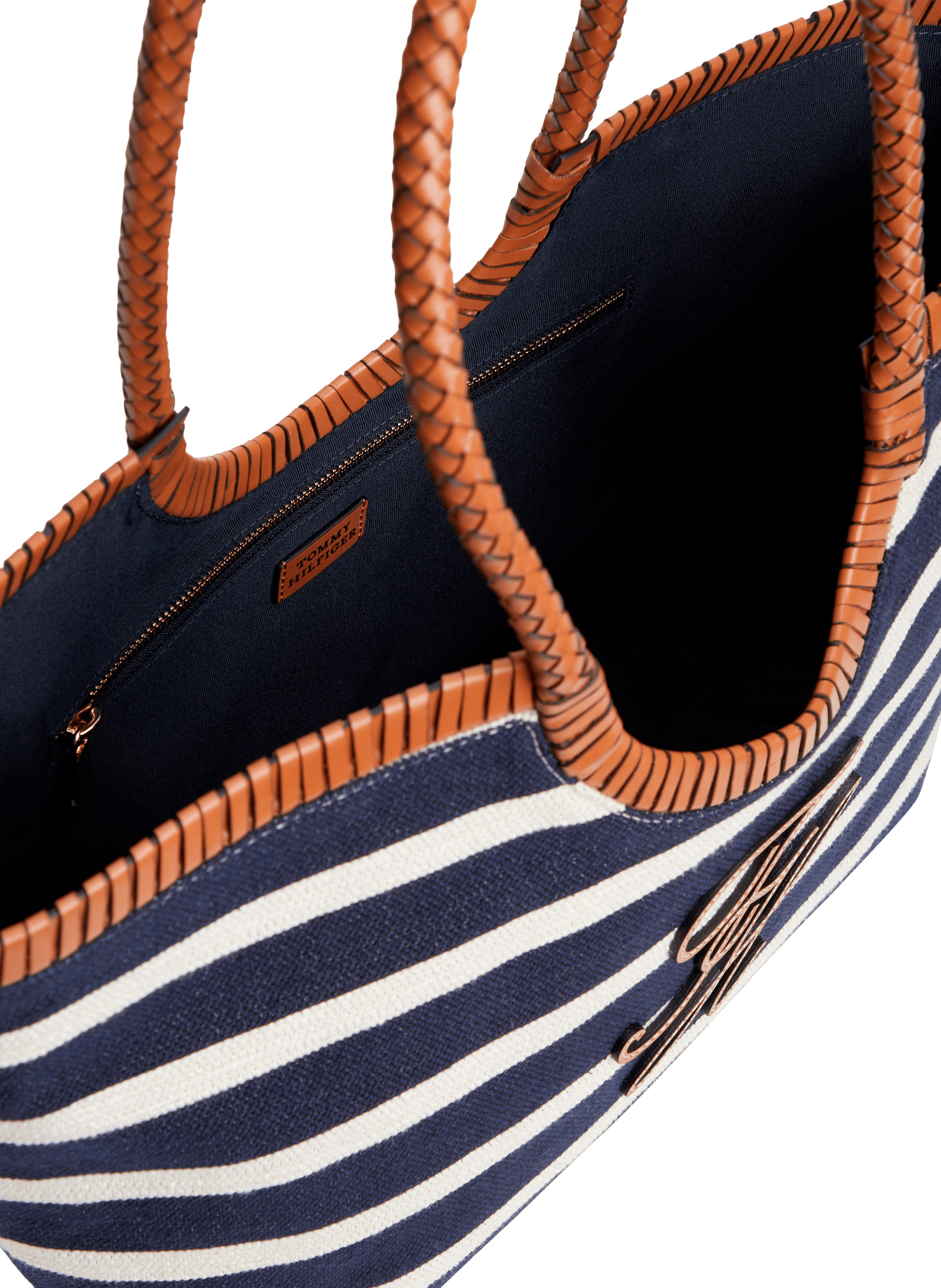 Tote bag rayé à logo texturé en coton mélangé TOMMY HILFIGER Bleu