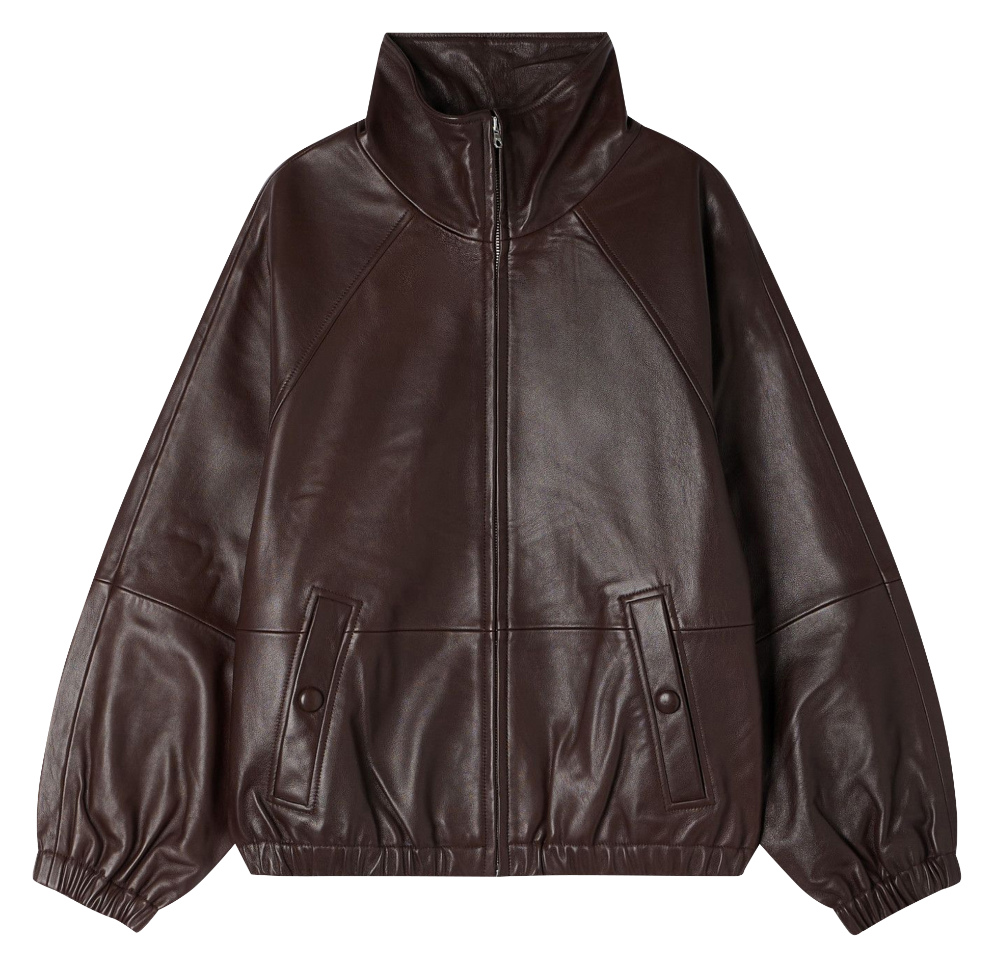 Veste col montant en cuir SANDRO Marron