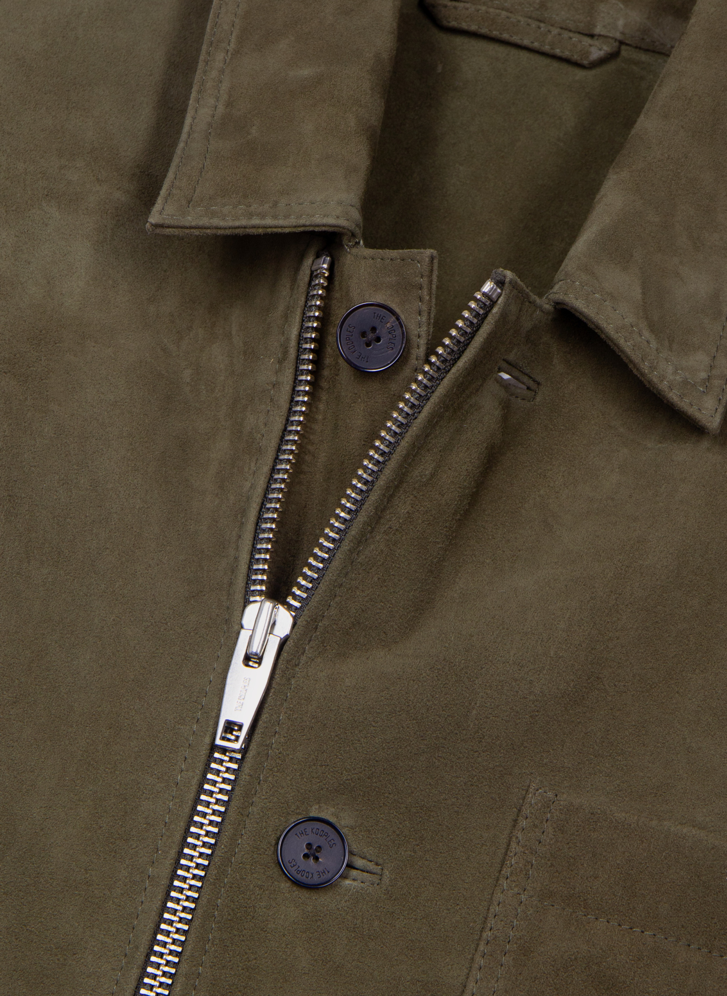 Blouson en suède à zip décalé THE KOOPLES Vert