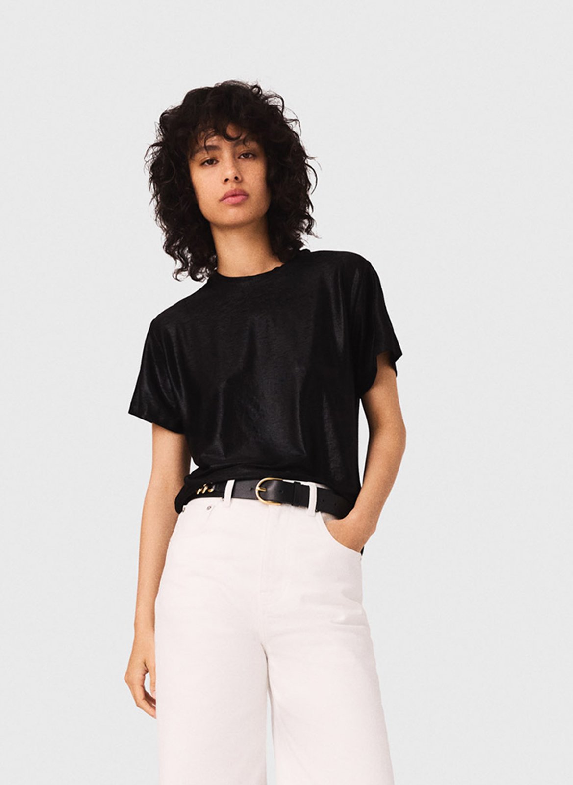 Tee-shirt pailleté MAJE Noir