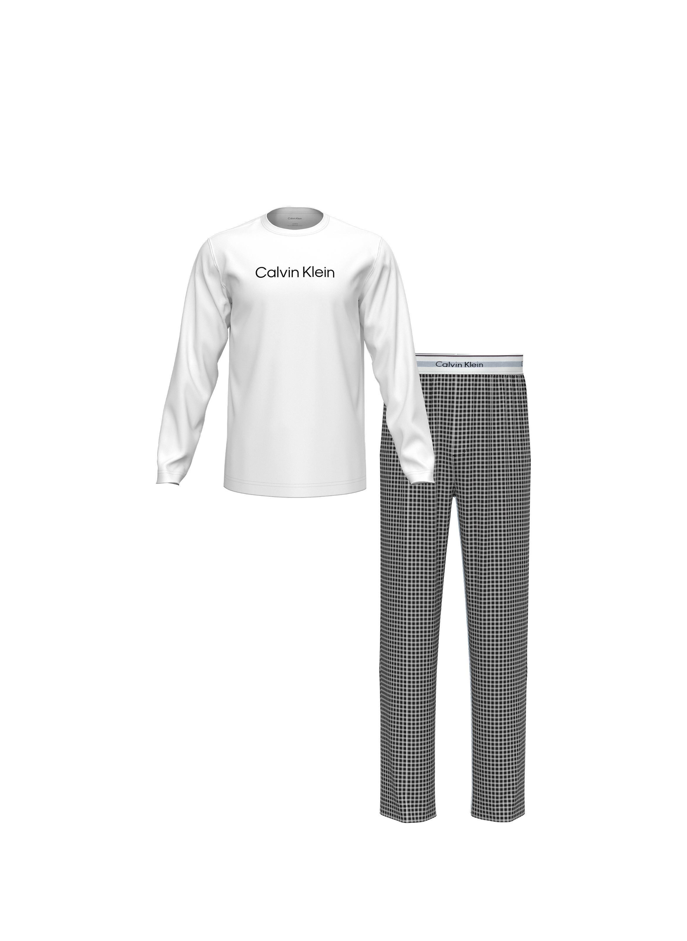 Pyjama long imprimé en coton CALVIN KLEIN Blanc