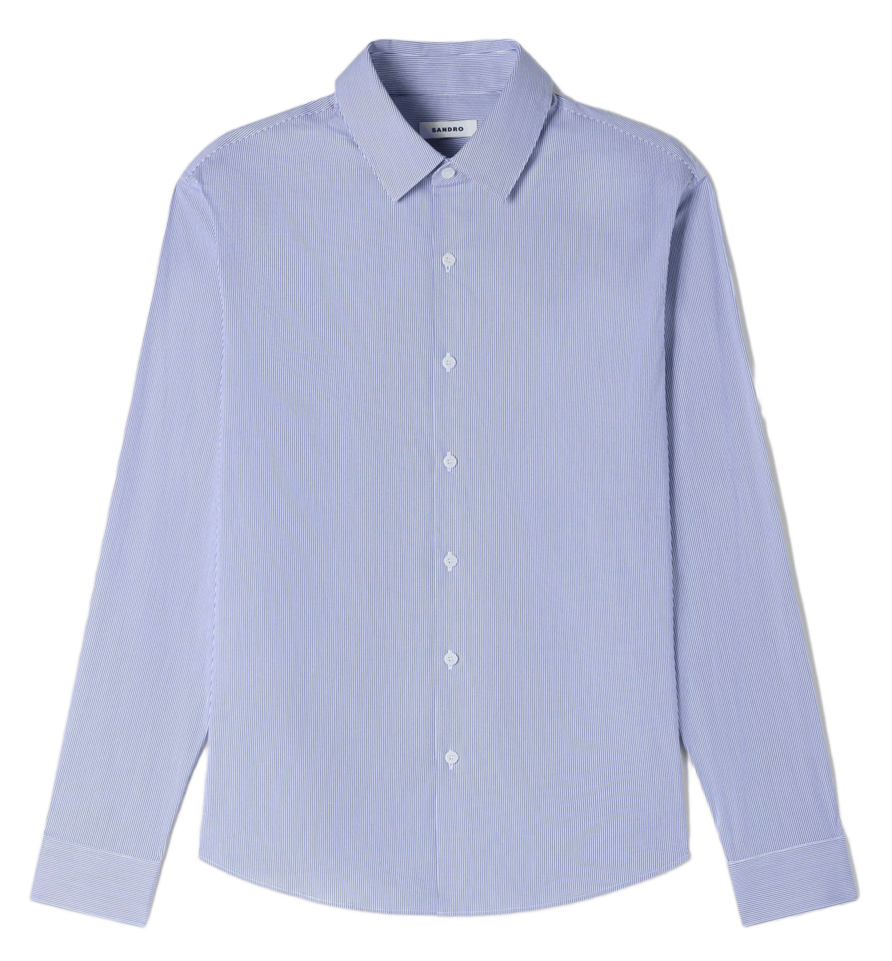Chemise classic-fit col classique rayée en coton mélangé SANDRO Blanc