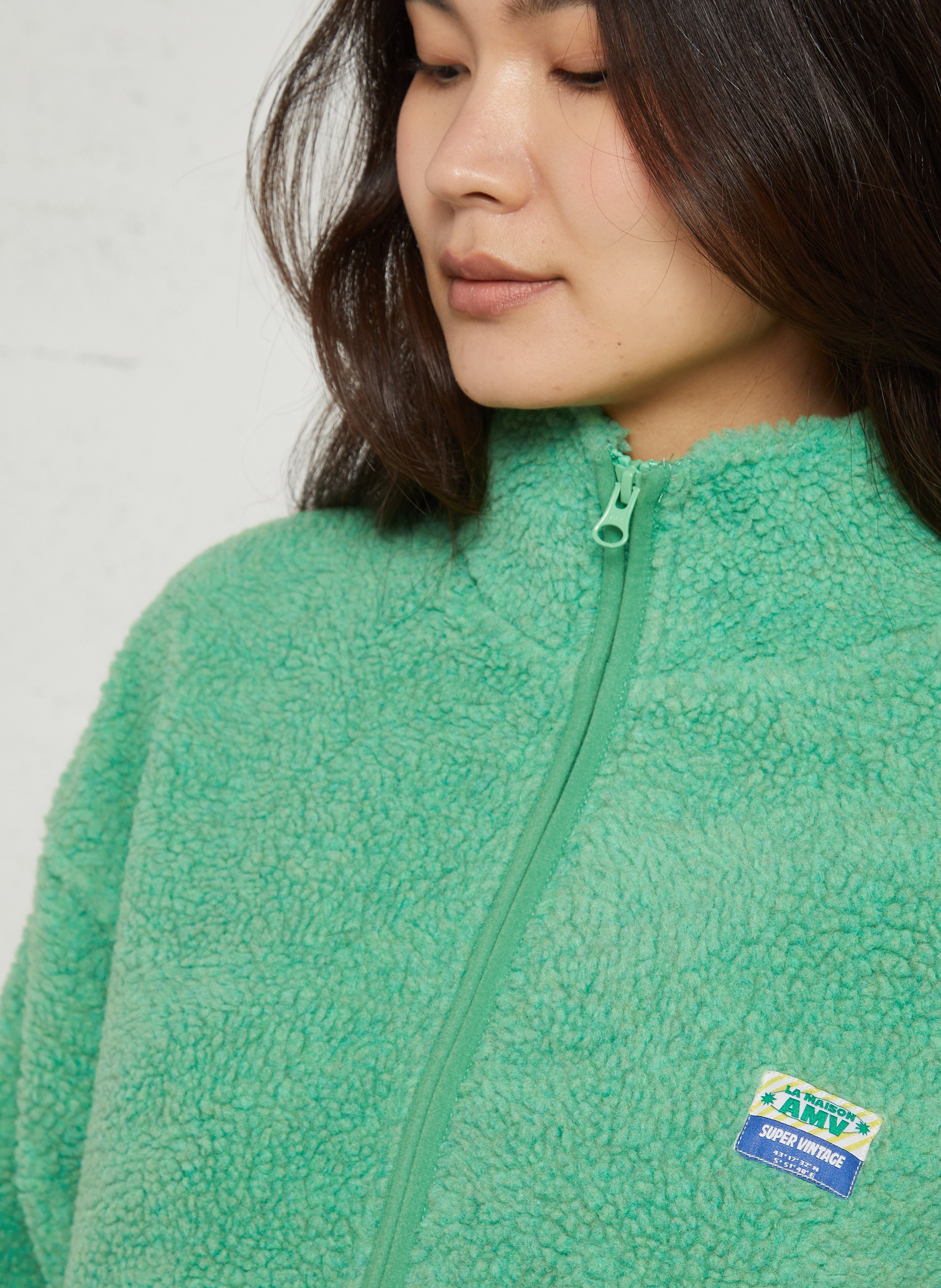 Veste ample zippée à col montant polaire hoktown AMERICAN VINTAGE Vert