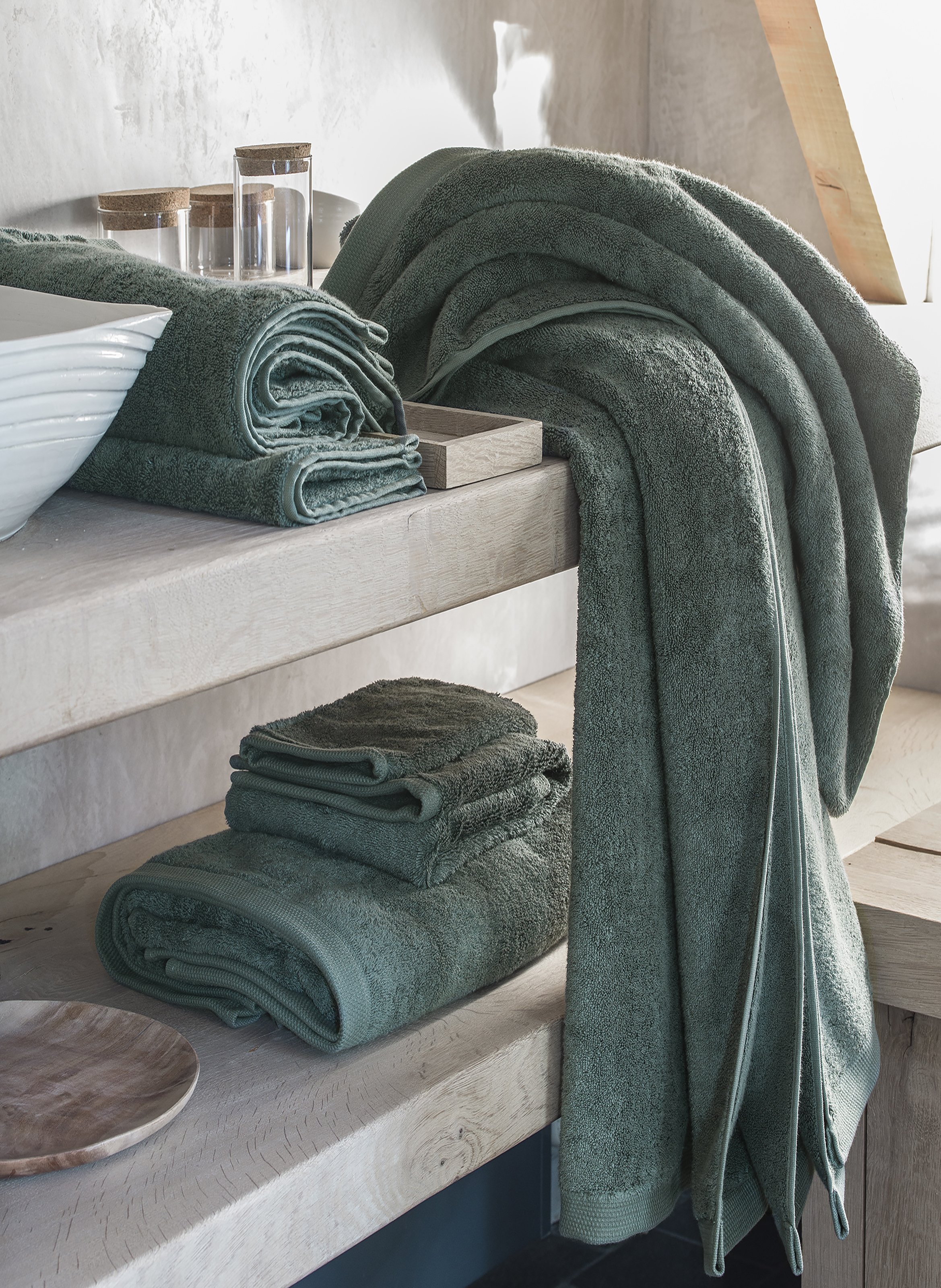 Gant de toilette uni en coton biologique, essentiel ALEXANDRE TURPAULT Vert