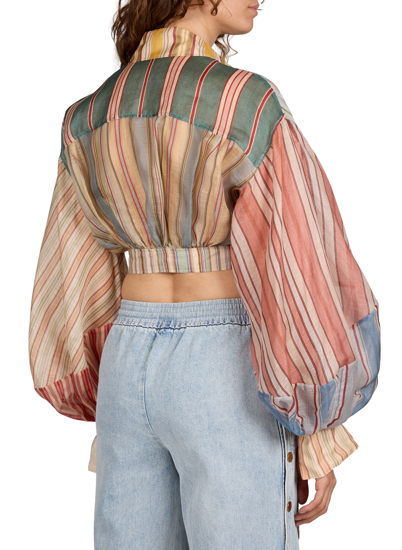 Short striped linen and silk blouse ZIMMERMANN Multicolour