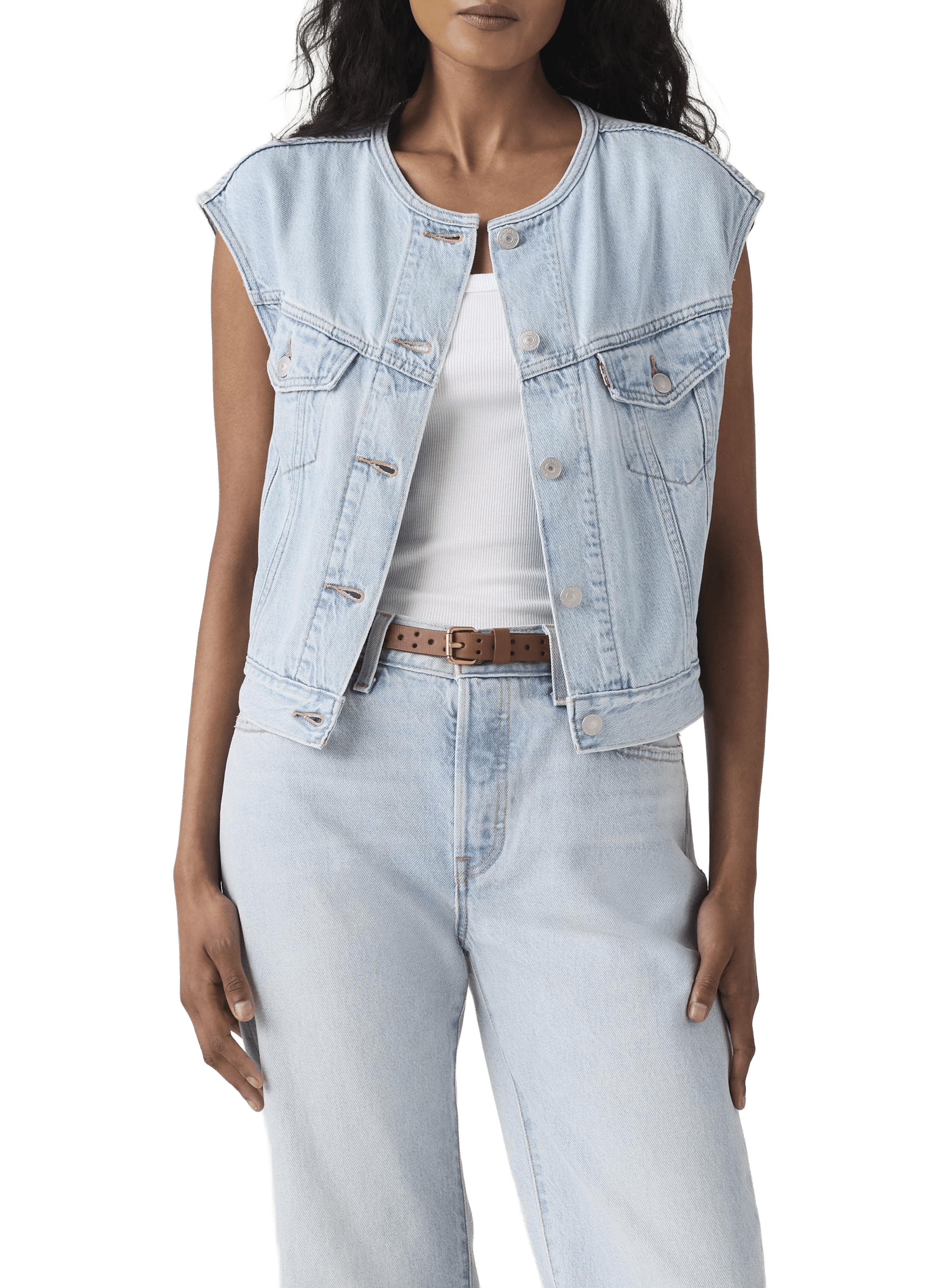 Veste sans manches en denim de coton mélangé LEVI'S Bleu