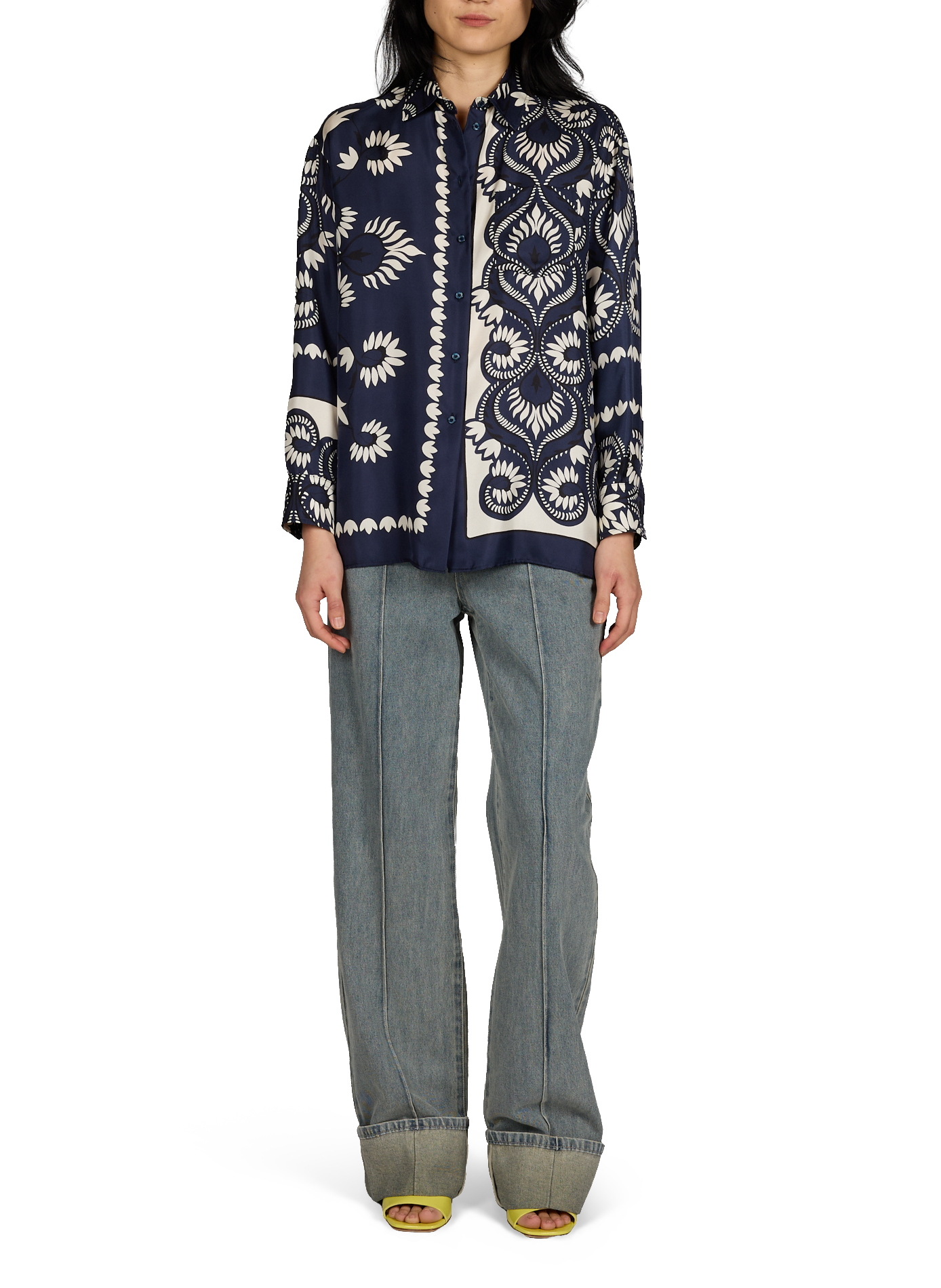 Mules Vinnie Wedge 85 en cuir verni STUART WEITZMAN Jaune