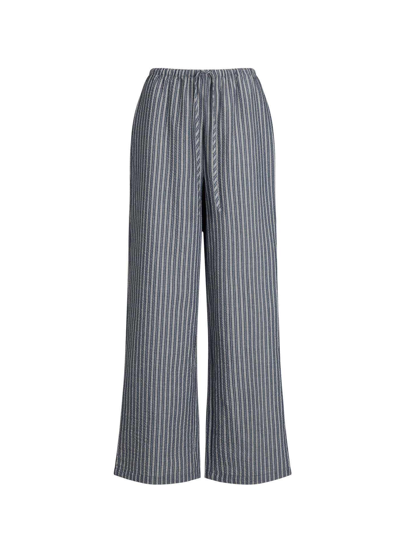 Pantalon droit à rayures en coton OBJECT Bleu