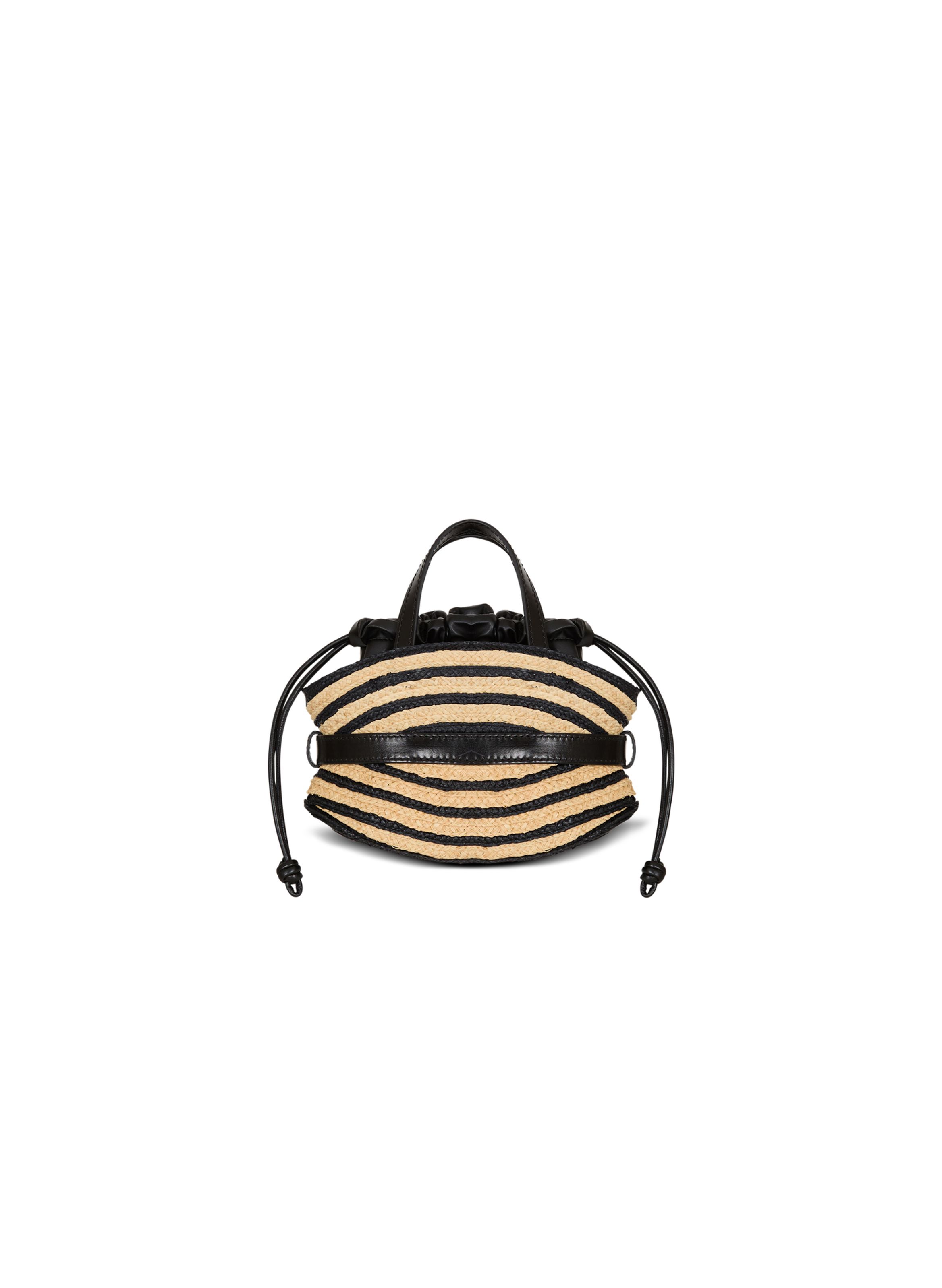 Sac shuffle mini en raphia et cuir lisse BALMAIN Beige