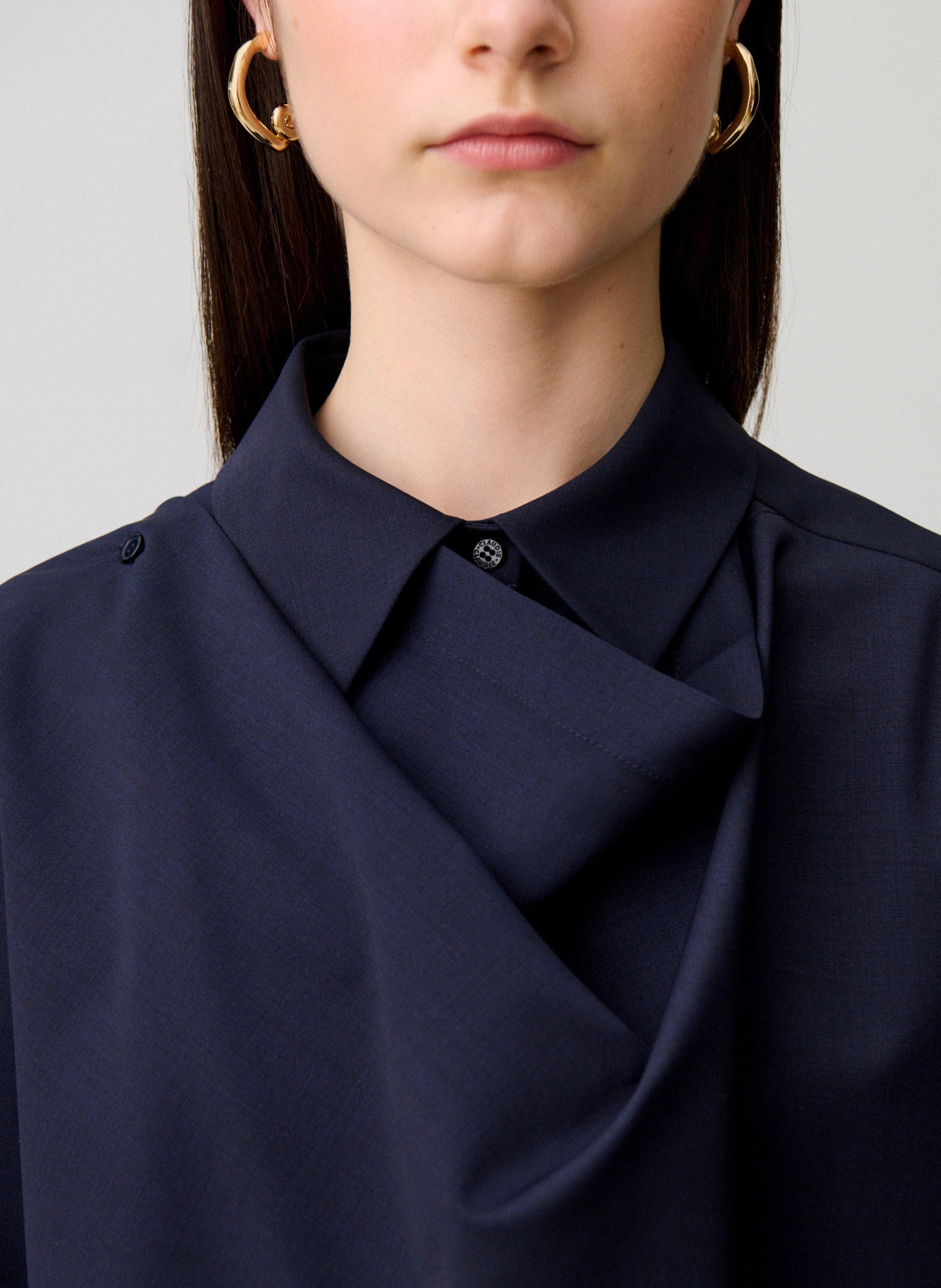 Chemise oversize en laine mélangée CLAUDIE PIERLOT Bleu