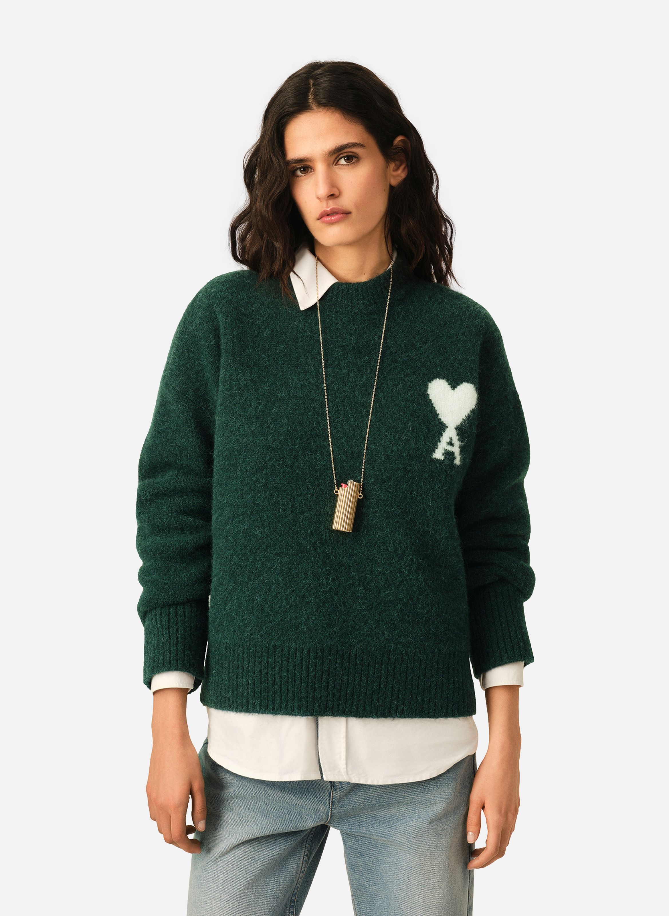 Pull unisexe en alpaga ami de coeur AMI PARIS Vert
