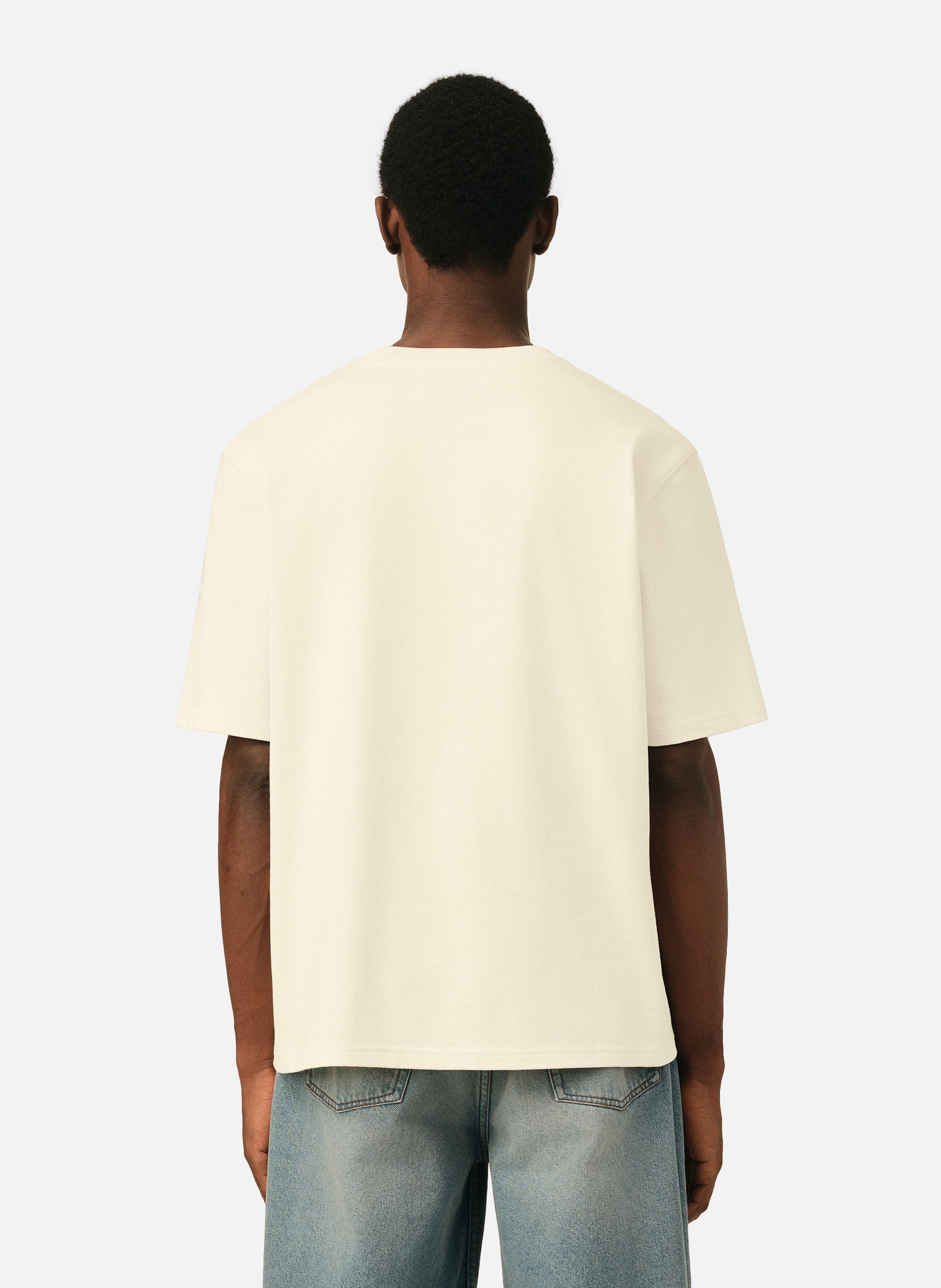 T-shirt unisexe en coton ami de coeur embossé AMI PARIS Blanc