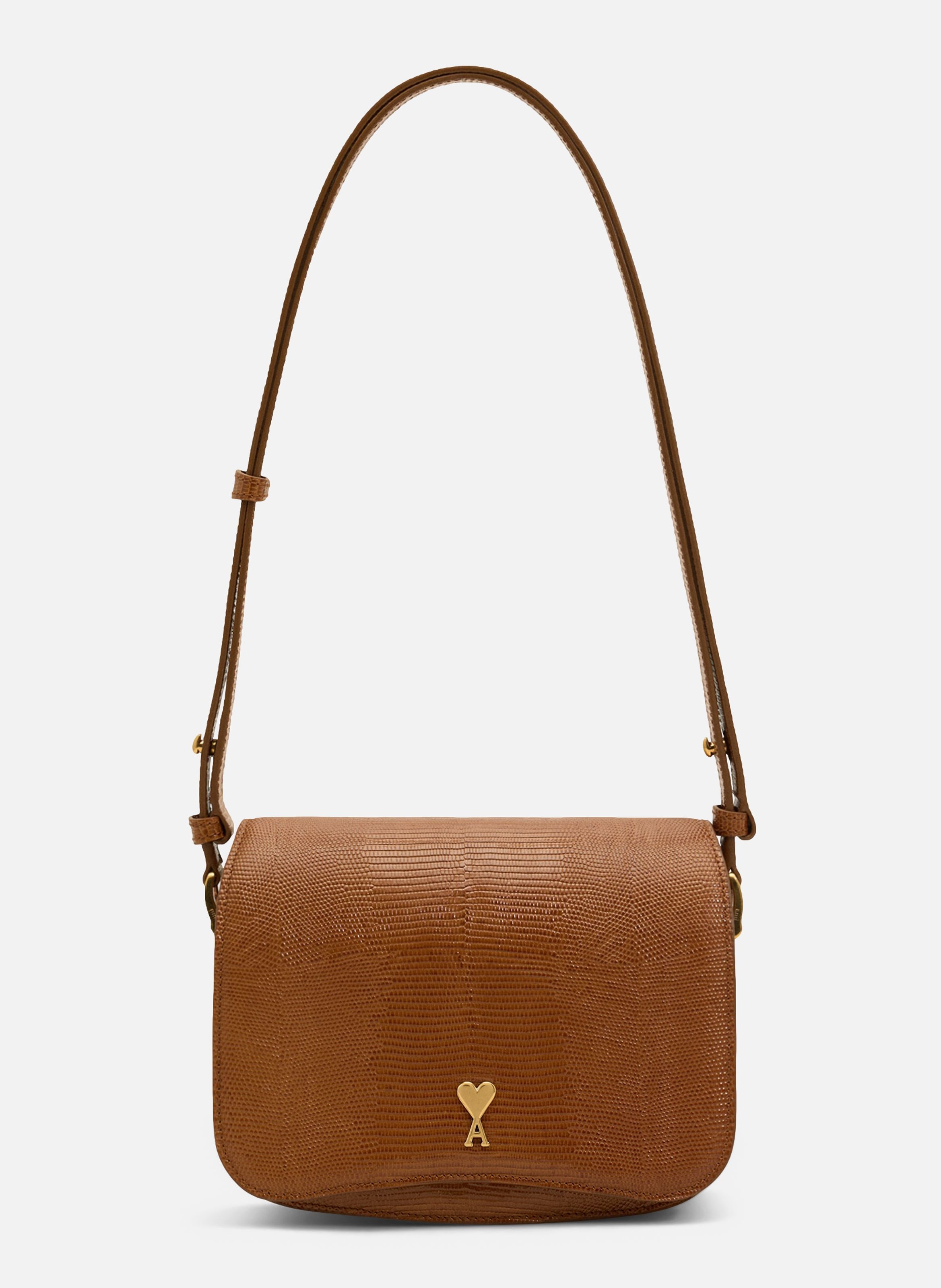 Sac paris paris unisexe en cuir de vachette embossé lézard AMI PARIS Marron
