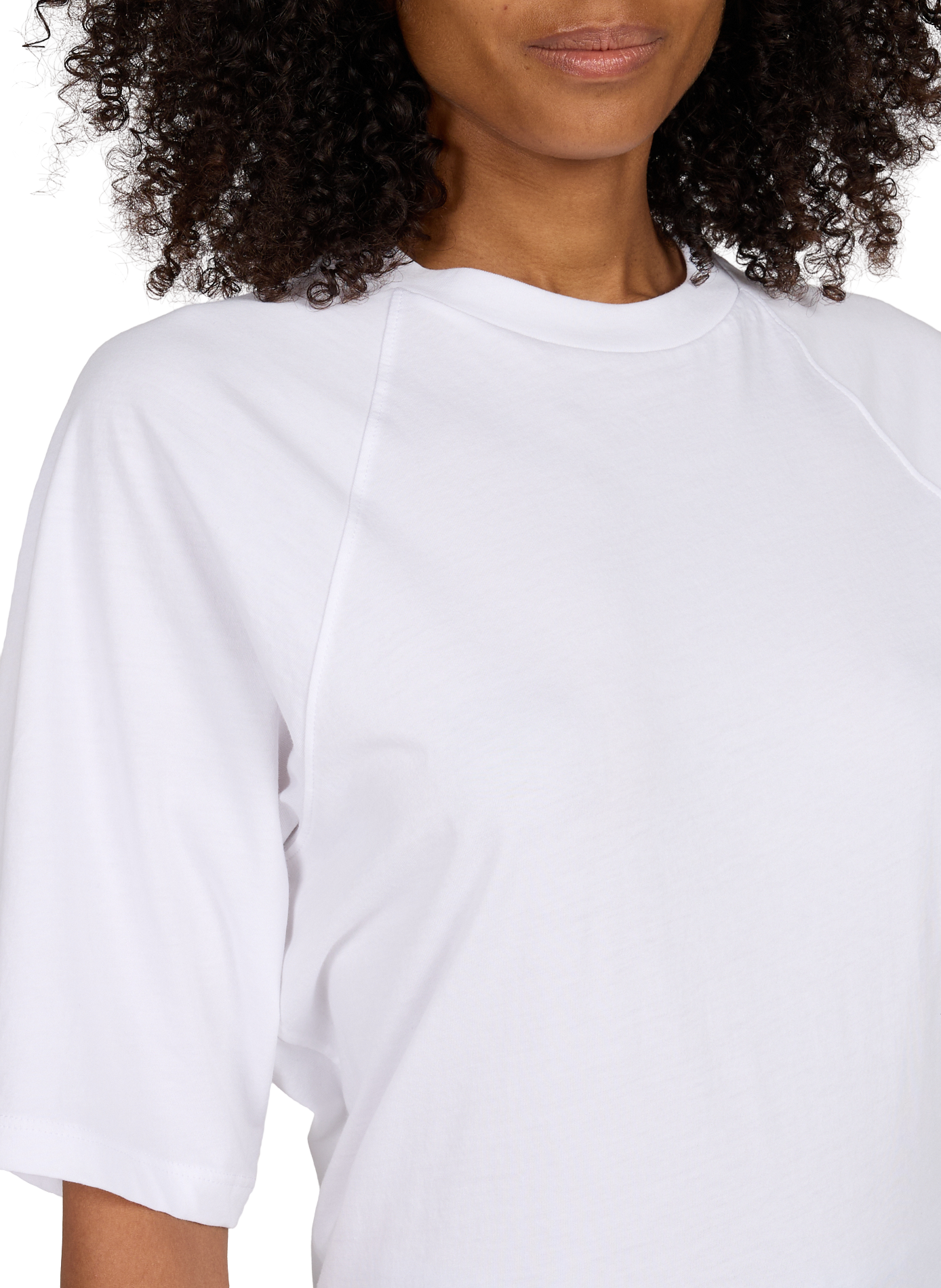 Round-neck T-shirt with a tie-back detail in cotton TIBI White