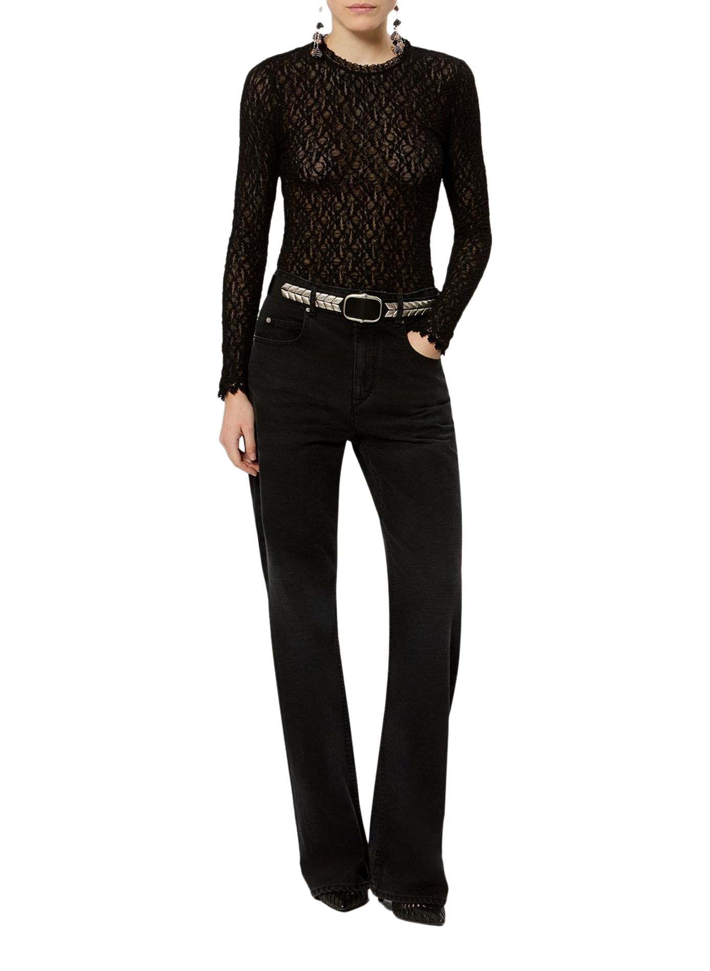Spitzen-Top aus Stretch-Spitze ISABEL MARANT Schwarz