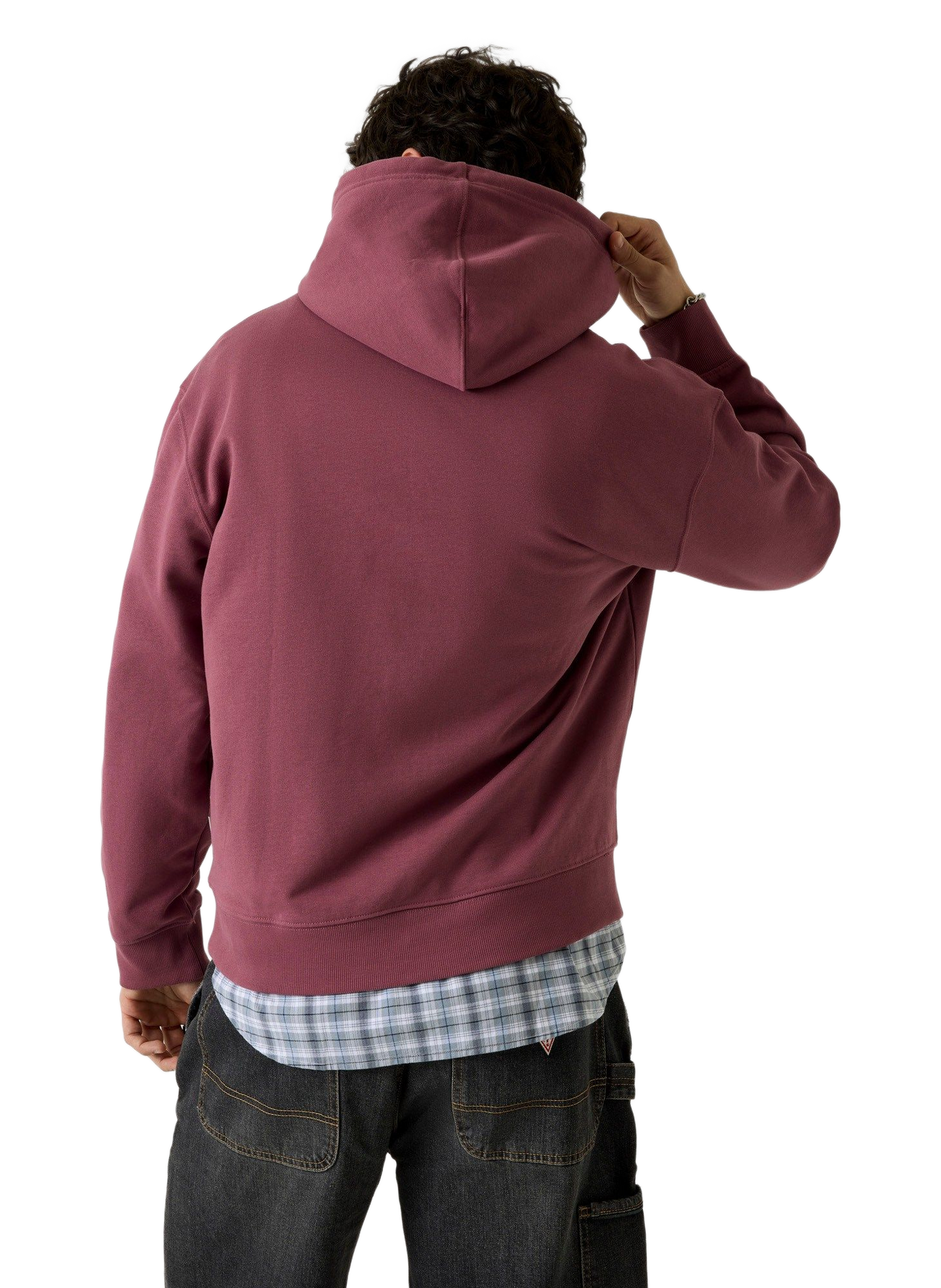 Straight hooded sweatshirt with cotton logo. GUESS Red