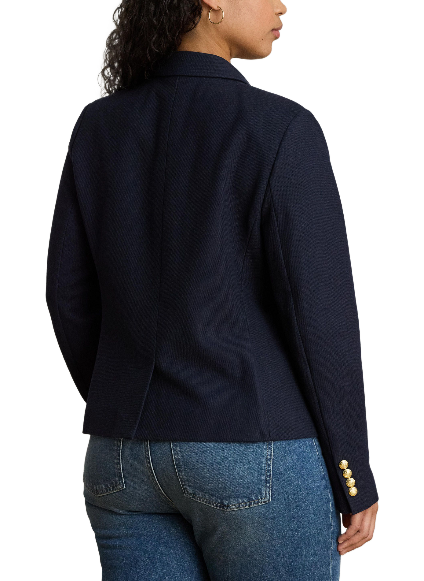 Cross-buttoned blended cotton blazer LAUREN Blue