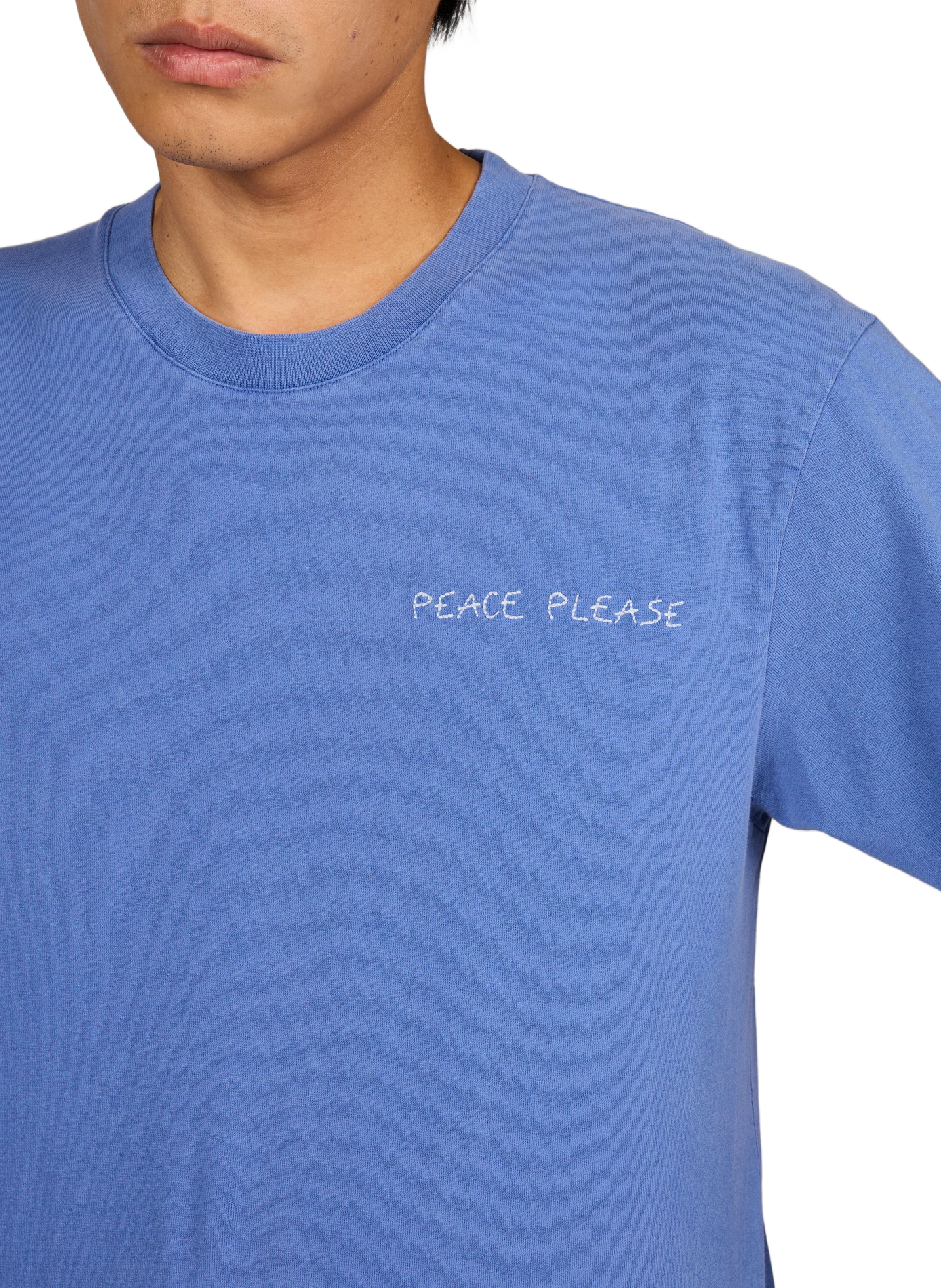 "Patureau" T-shirt in cotton with "Peace Please" MAISON LABICHE Blue