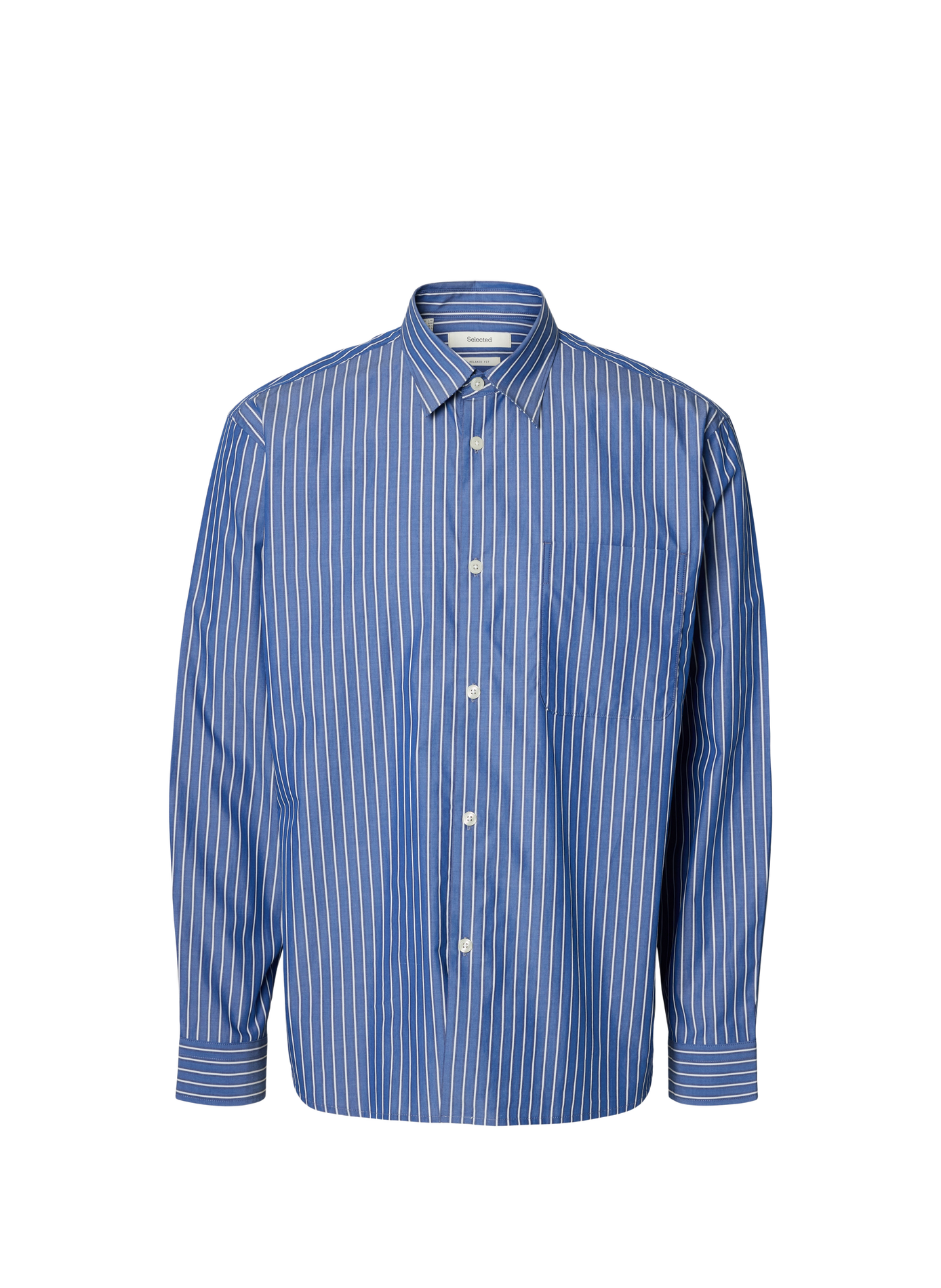 Chemise col classique en coton SELECTED Bleu