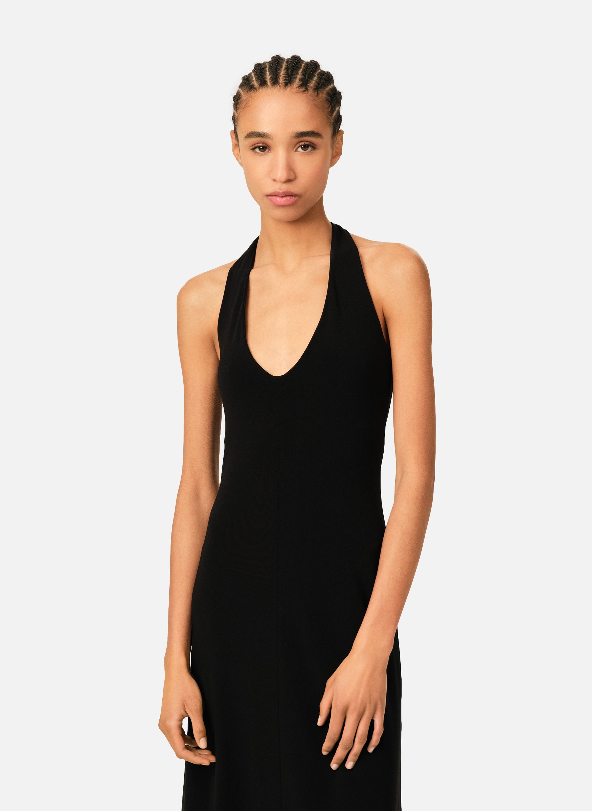 Robe midi dos nu en jersey AMI PARIS Noir