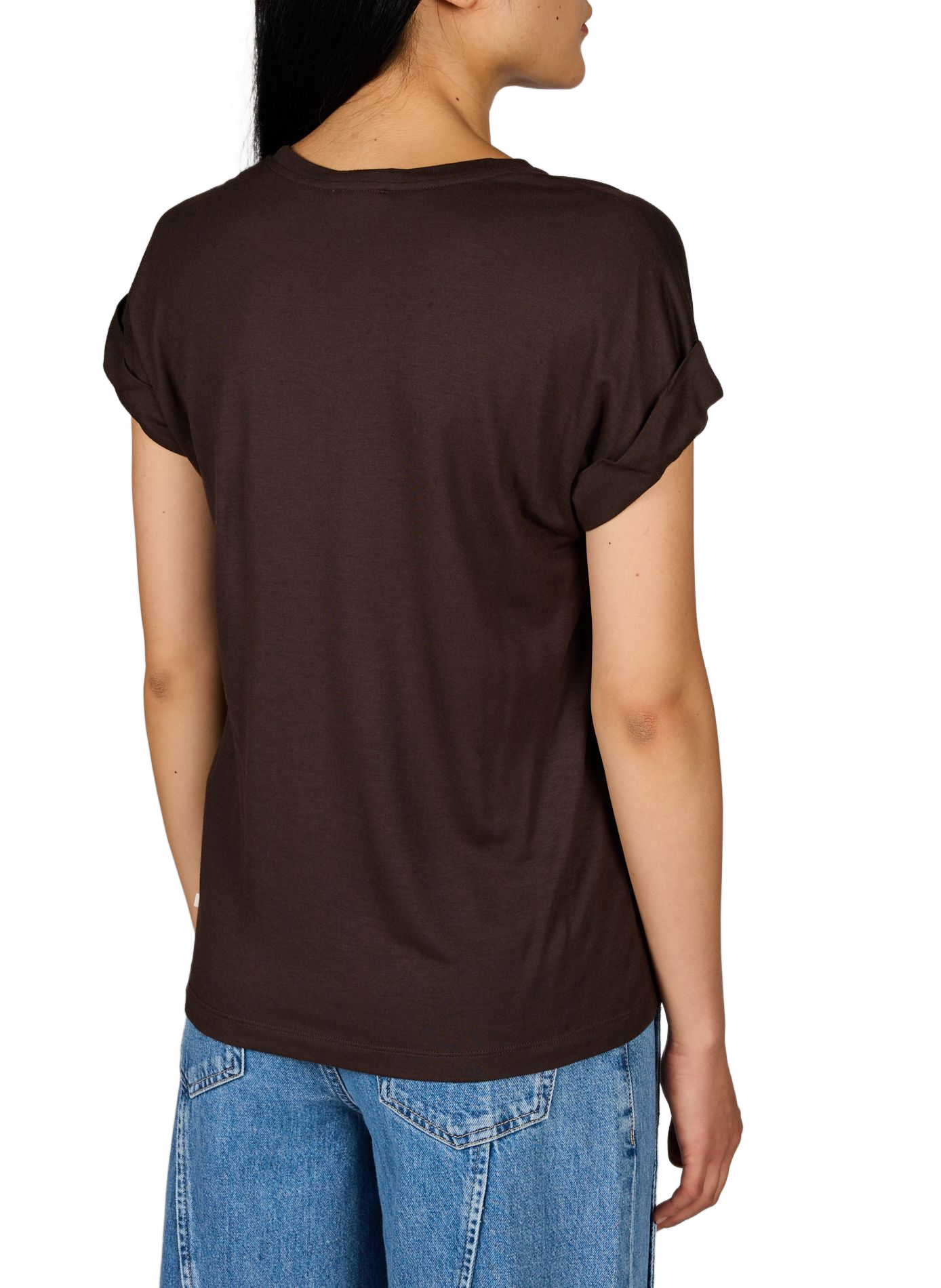Gerader Rundhalsausschnitt T-Shirt CLOSED Braun