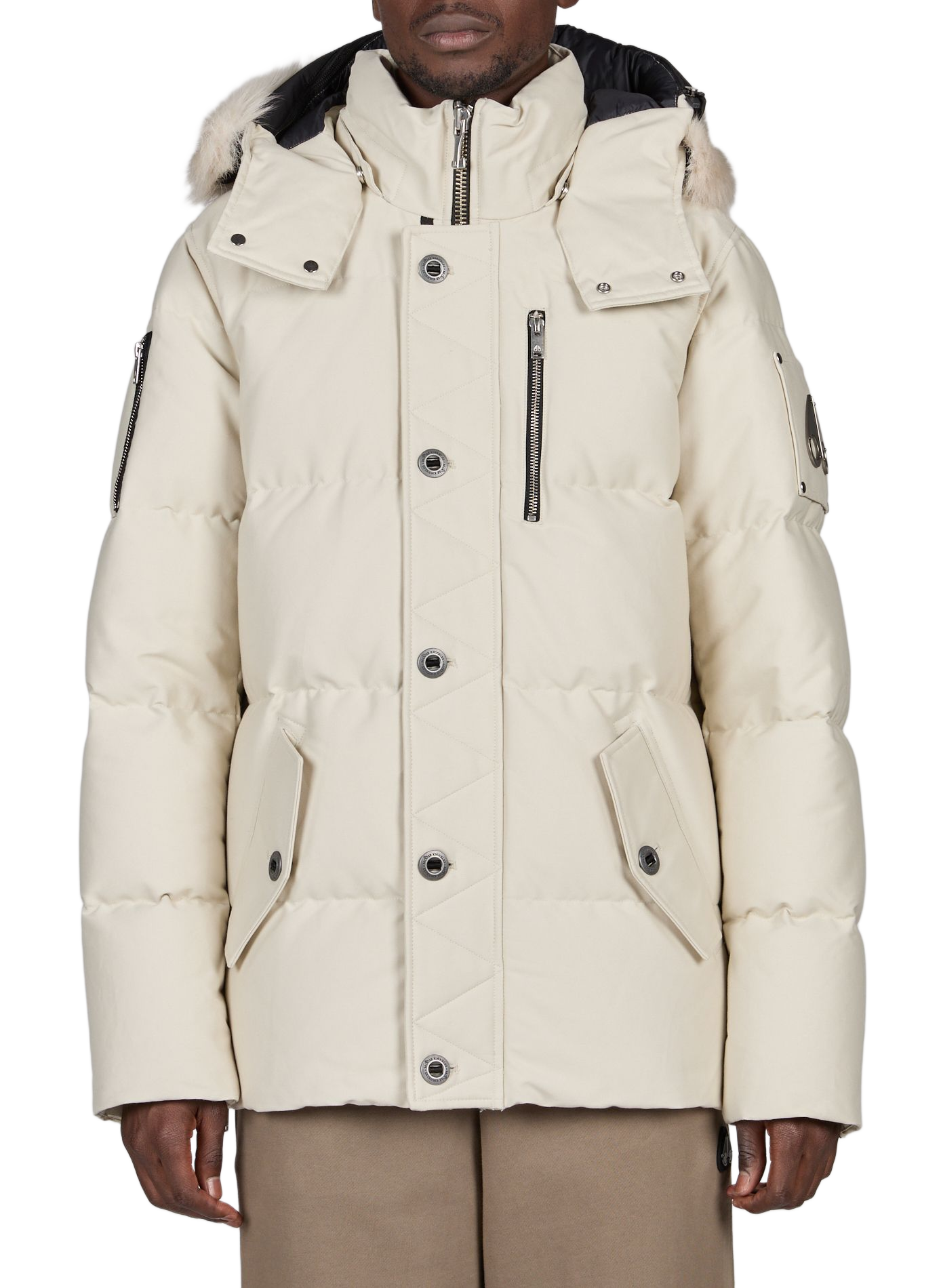 Solid straight parka with hood | Beige MOOSE KNUCKLES Men