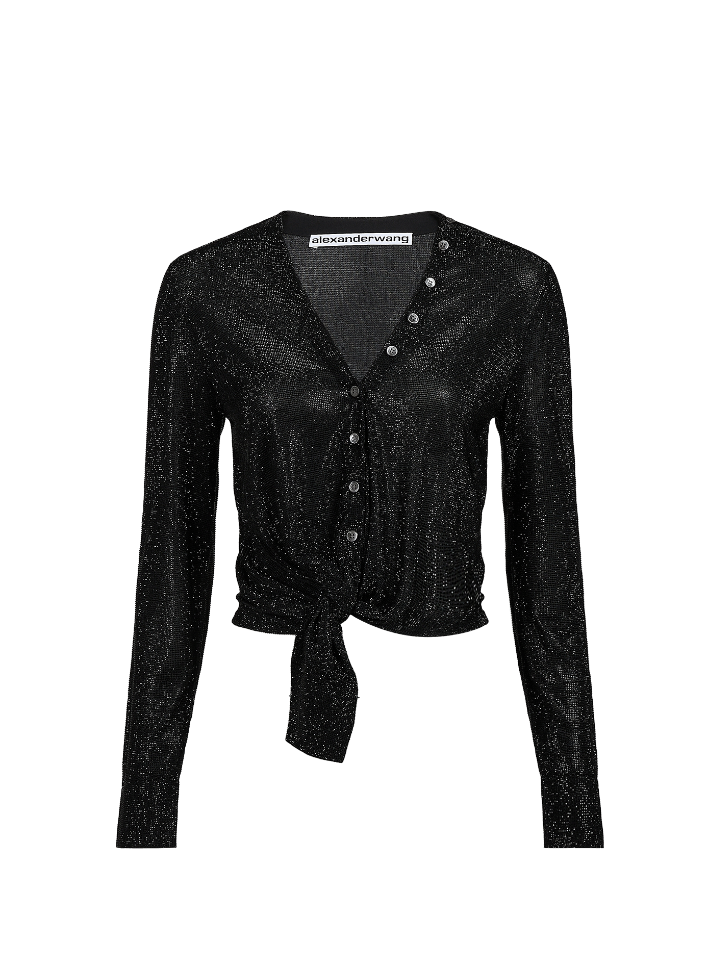 Cardigan droit col v à paillettes noué ALEXANDER WANG Noir