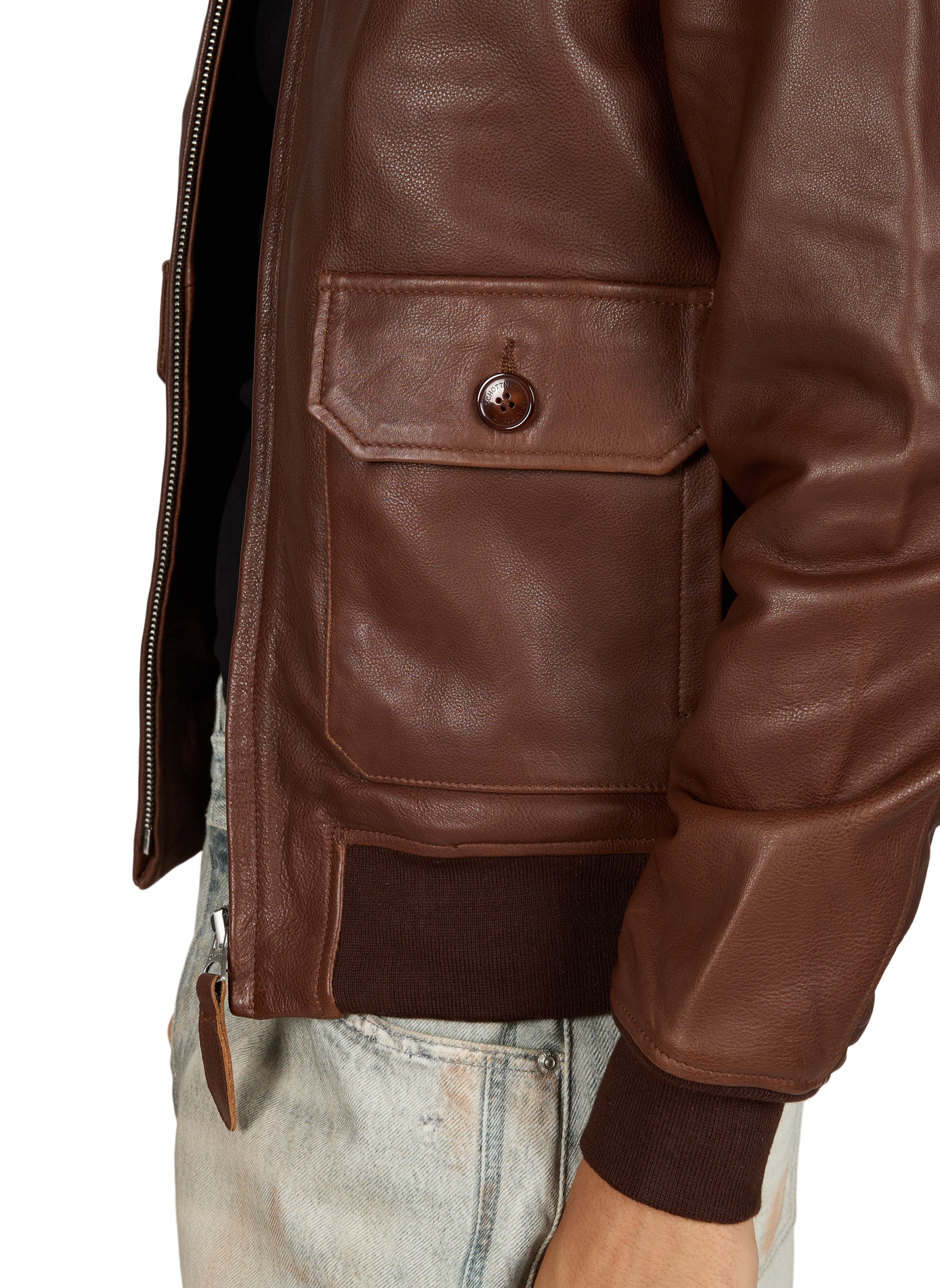 Jacket with classic leather collar SCHOTT Brown