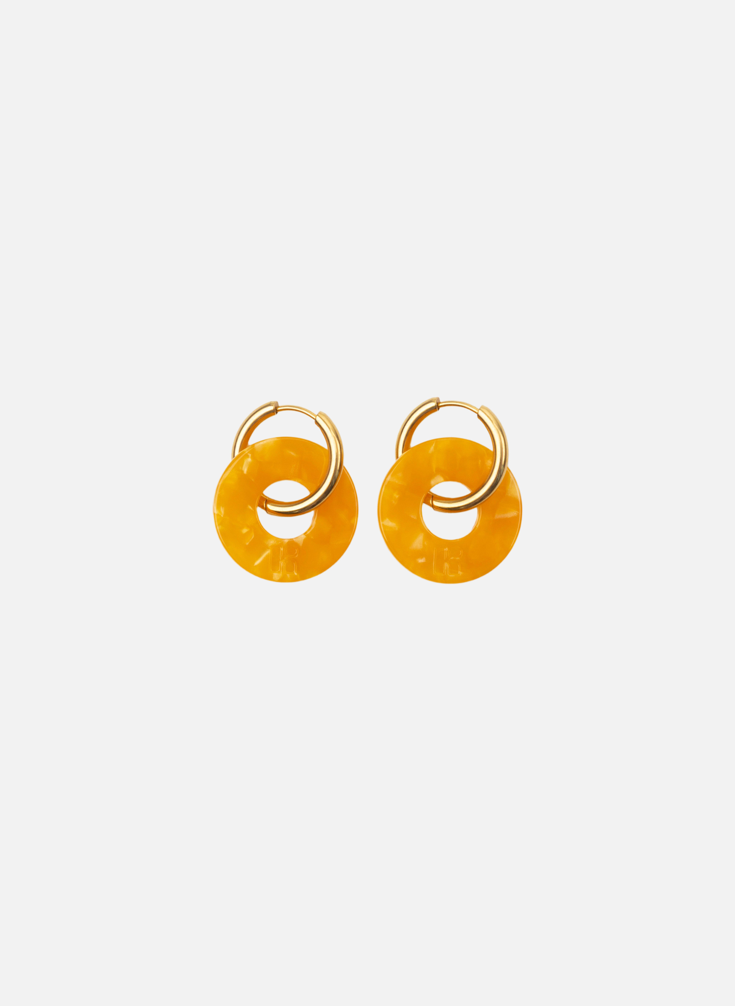 Boucles d'oreilles donuts avec anneaux en acier inoxydable doré OrangeKURAGE GINZA