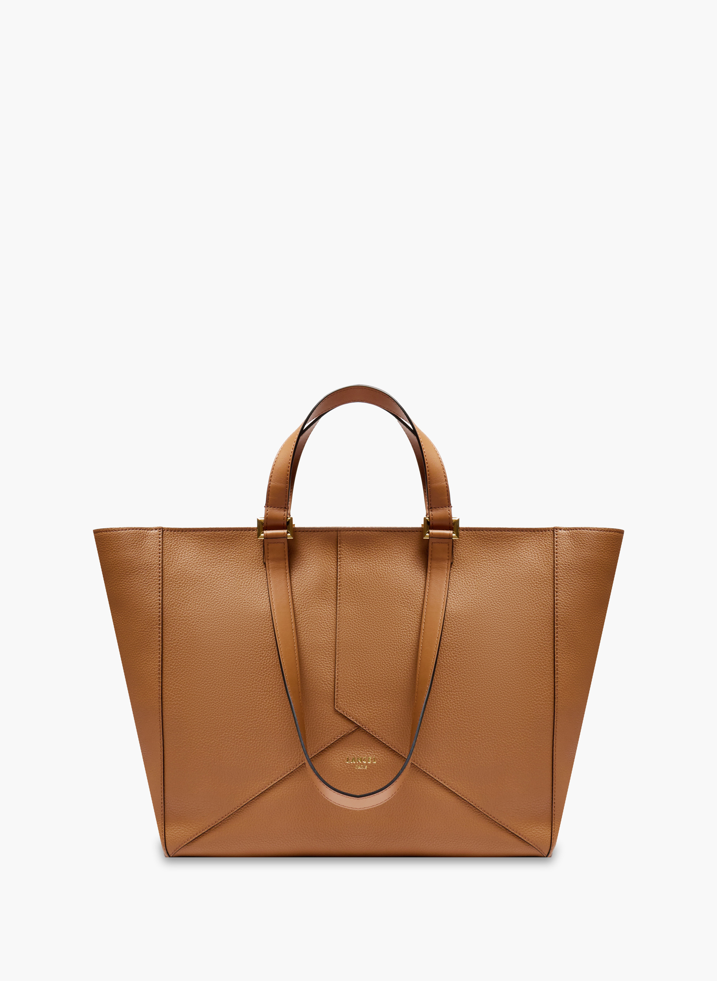 Sac cabas zippé m double porté enveloppe de lancel en cuir LANCEL Marron