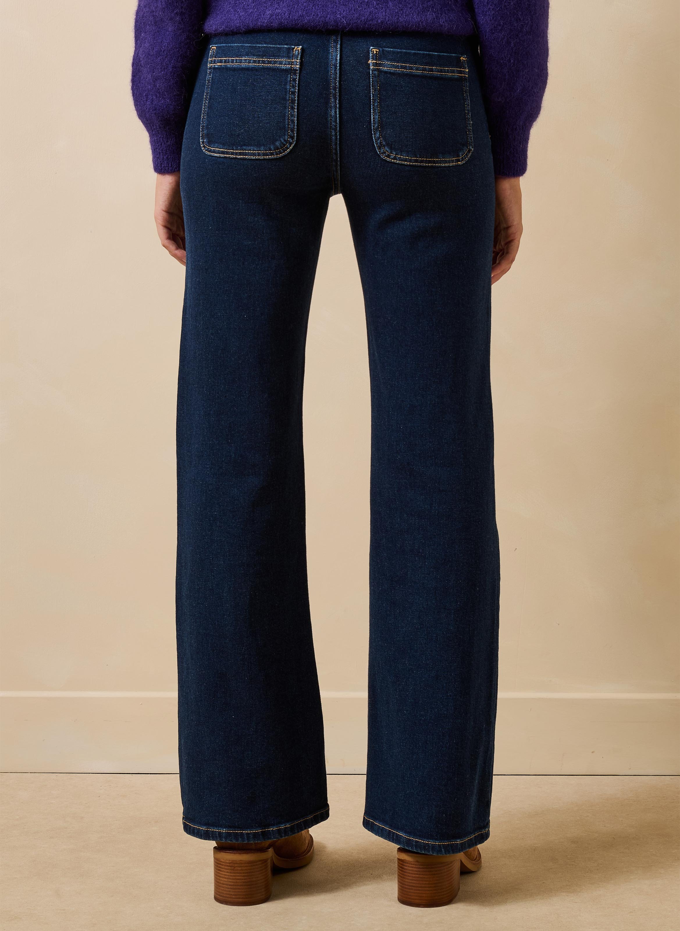 Hoge taille bootcut jeans van een mix van katoen LA FEE MARABOUTEE Blauw