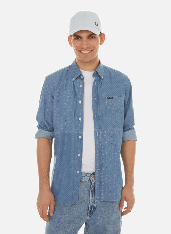 FACONNABLE Patterned cotton shirt Raw denim jeans