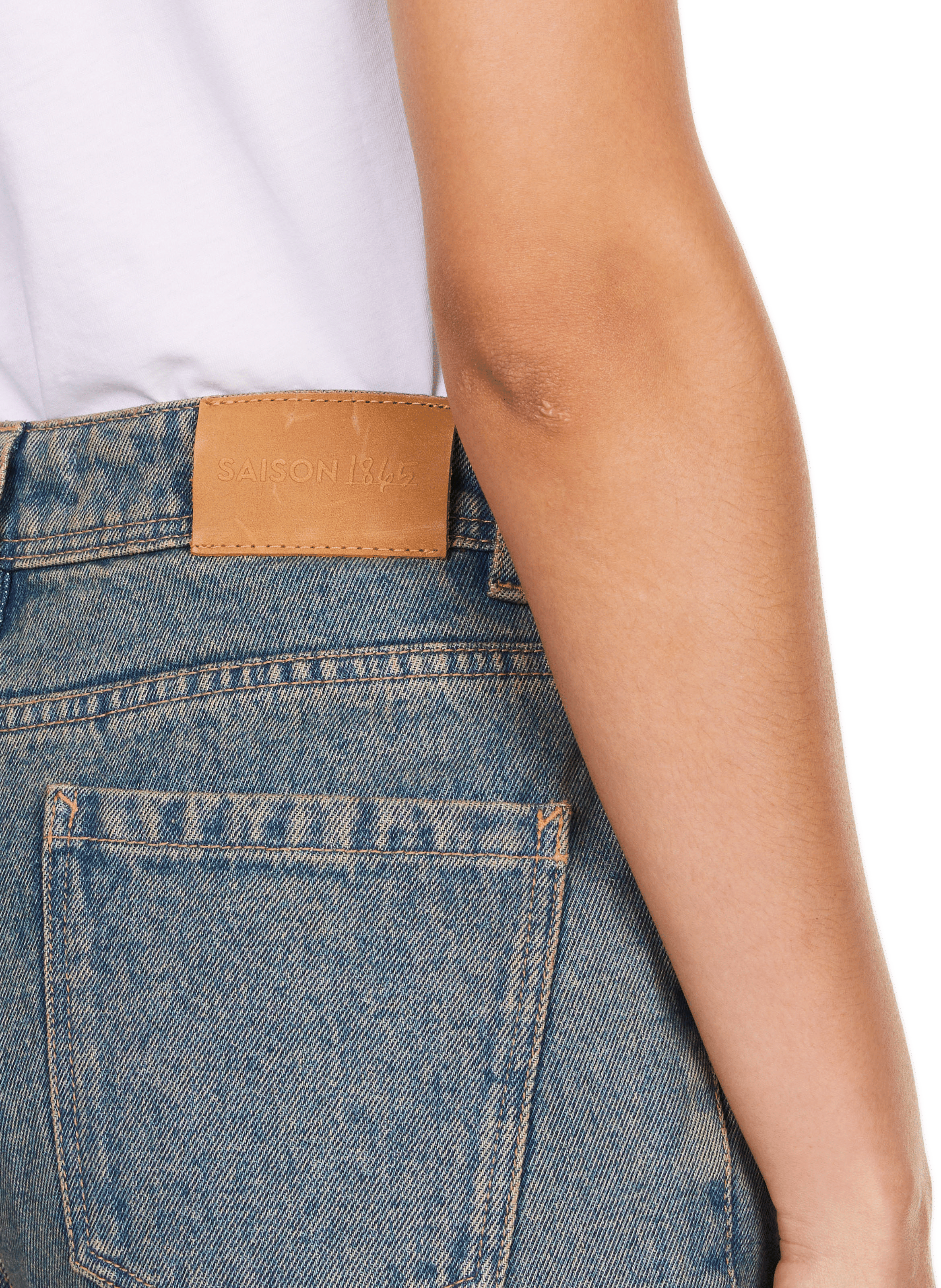 Jean droit délavé Uros en coton SAISON 1865 Bleu