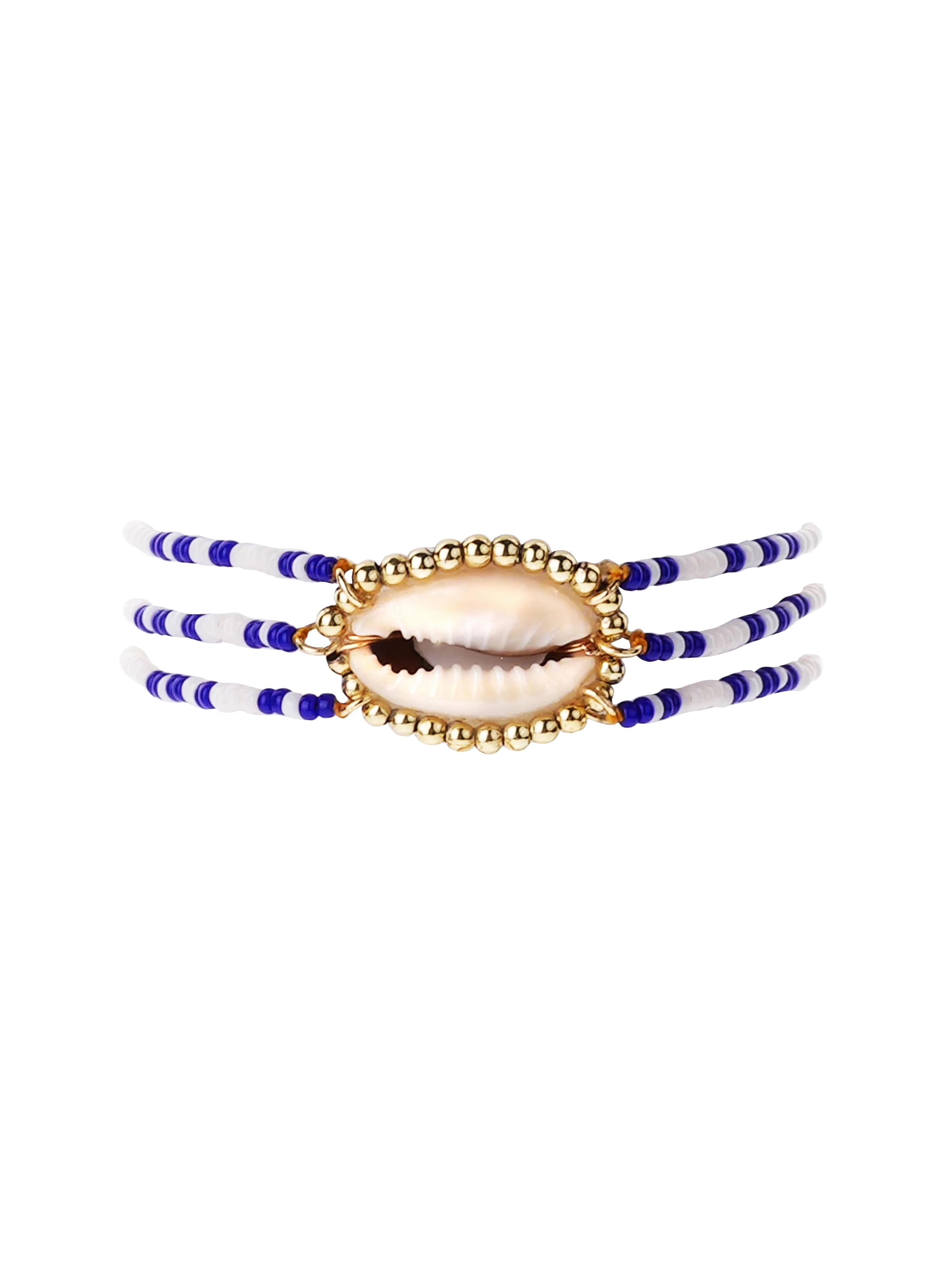Bracelet ajustable avec perles et cabochon central homere HIPANEMA Blanc