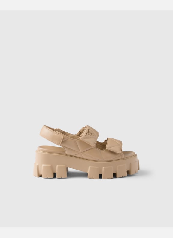 Sandales monolith en cuir nappa Beige by PRADA PRADA Sandales monolith en cuir nappa Beige