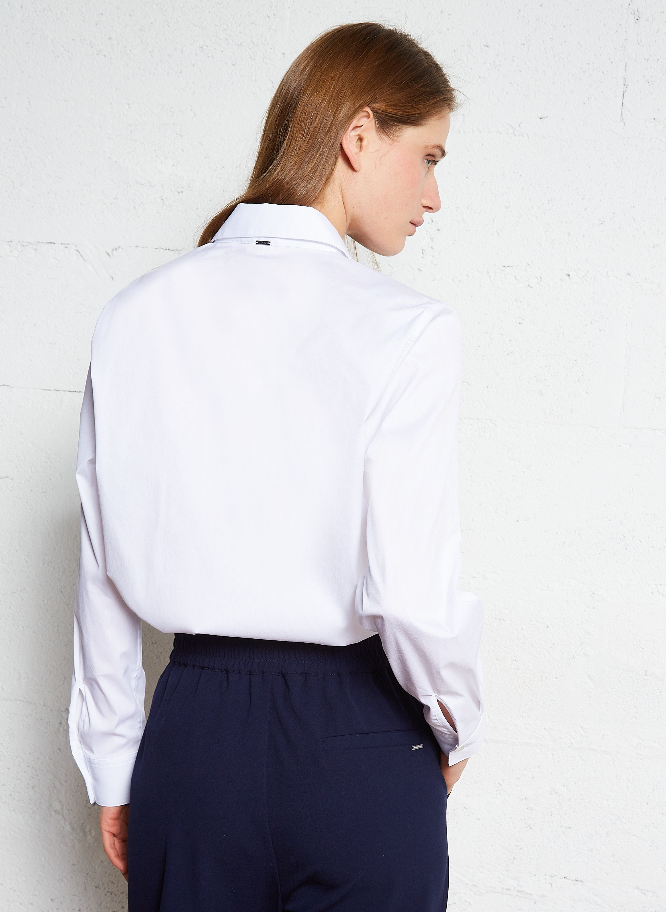 Chemise droite en coton mélangé IKKS Blanc