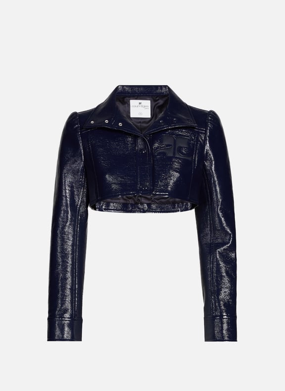 Blouson court Iconique en vinyle Bleu by COURRÈGES COURRÈGES Blouson court Iconique en vinyle Bleu