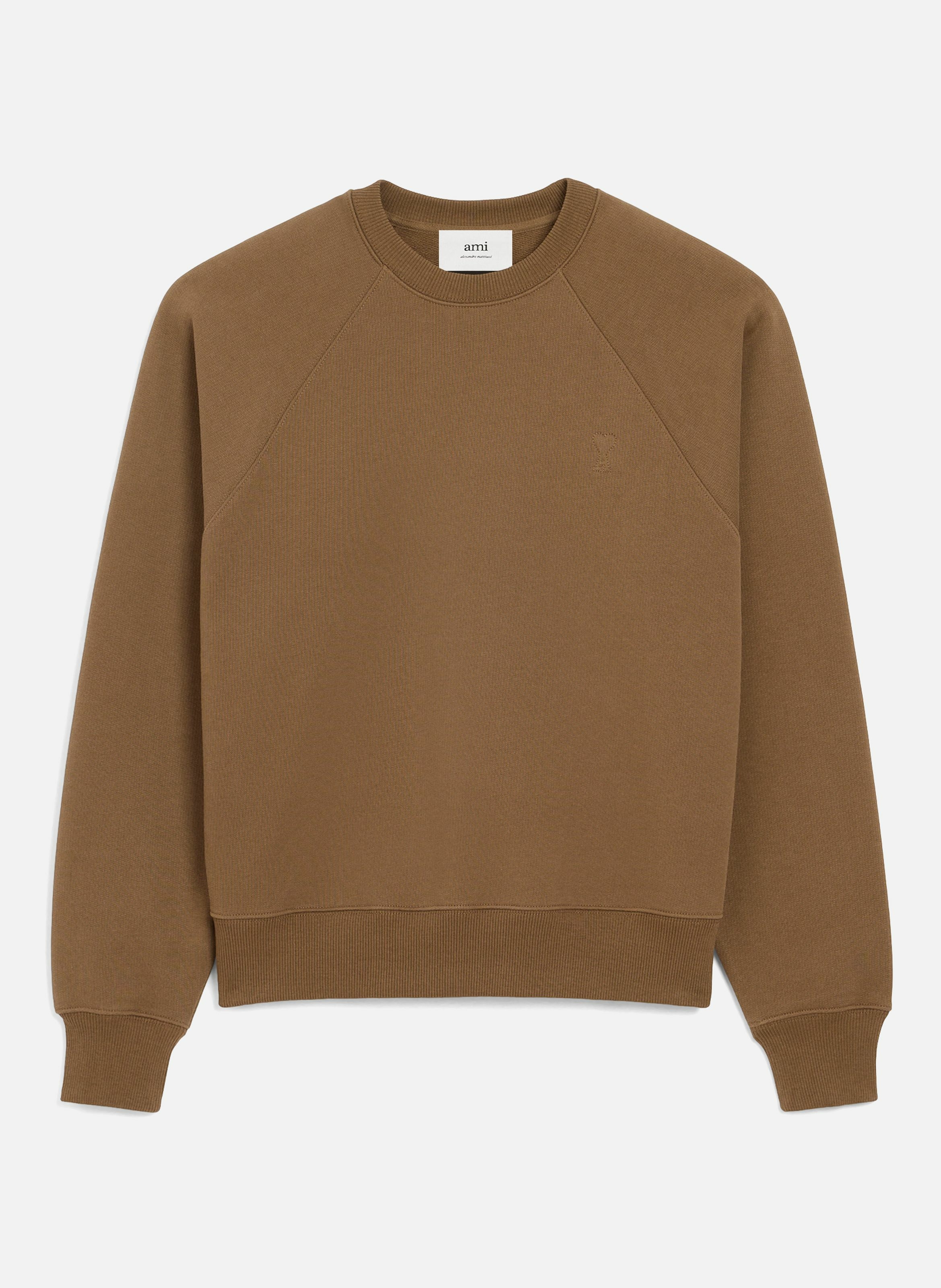 Sweatshirt ami de coeur embossé unisexe en coton AMI PARIS Marron