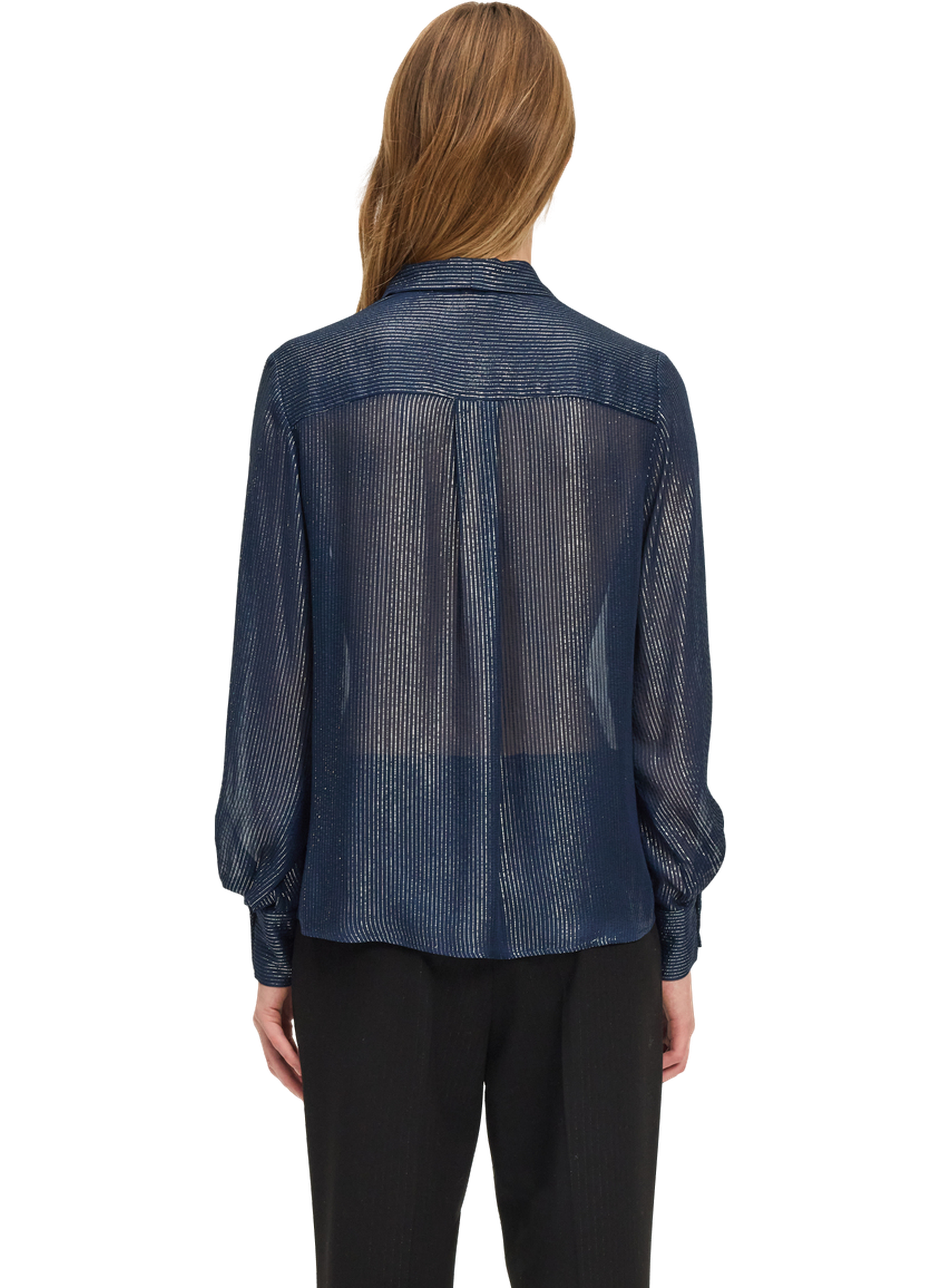 Chemise lavallière rayée en lurex - amelina PABLO Bleu