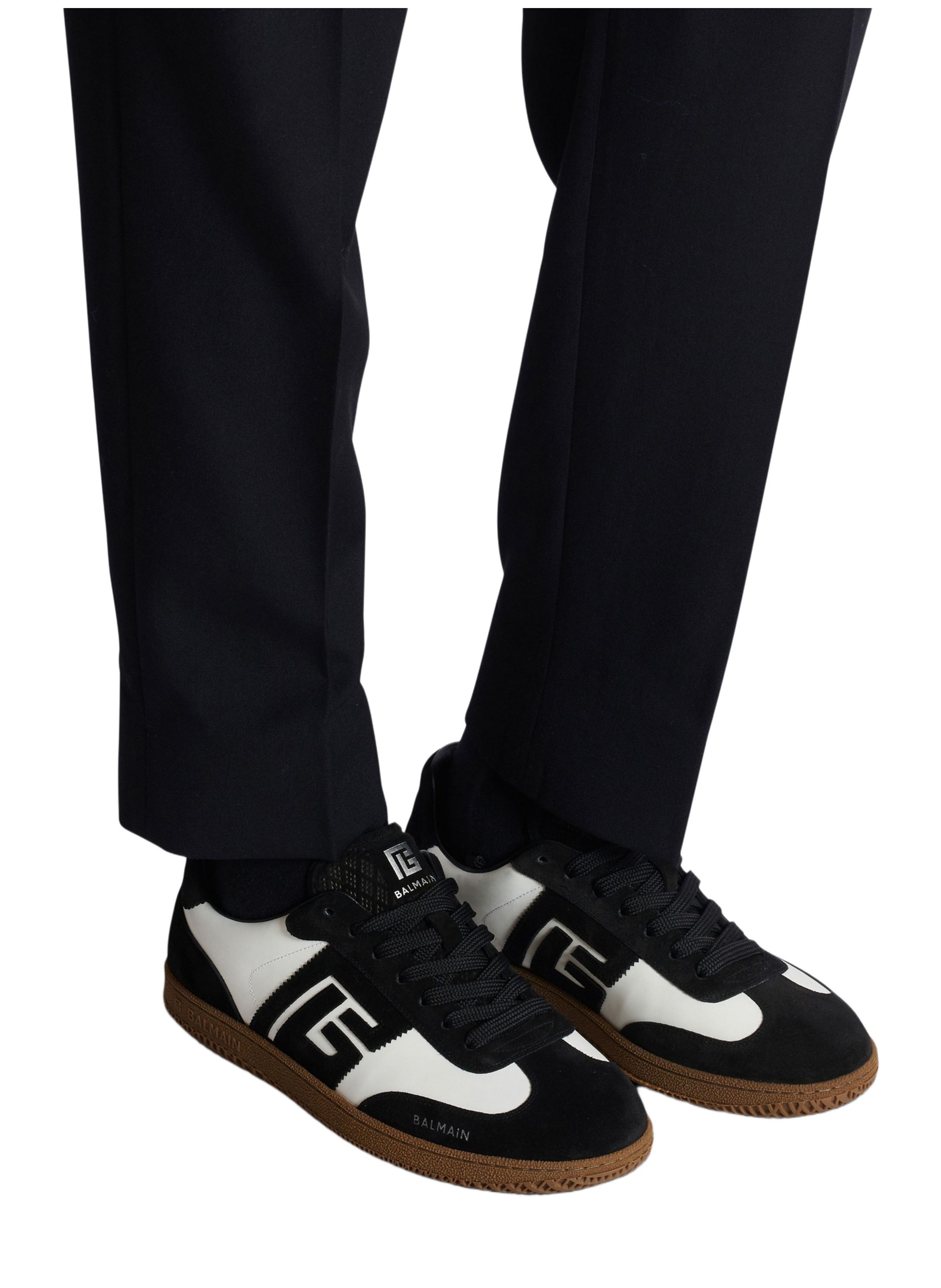 Baskets balmain swan en cuir de veau et cuir suédé BALMAIN Noir