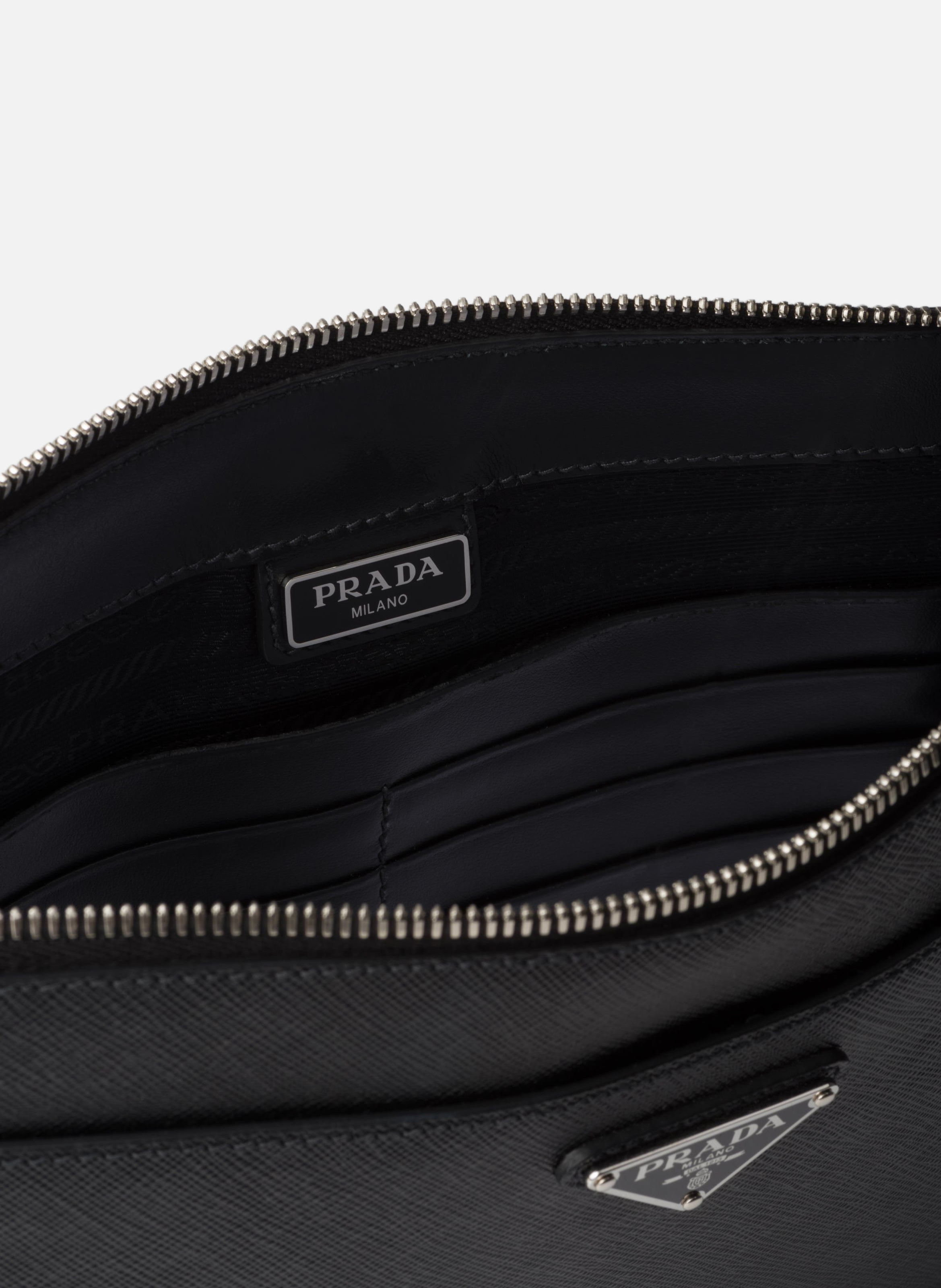 Sac en cuir saffiano pour homme PRADA Noir